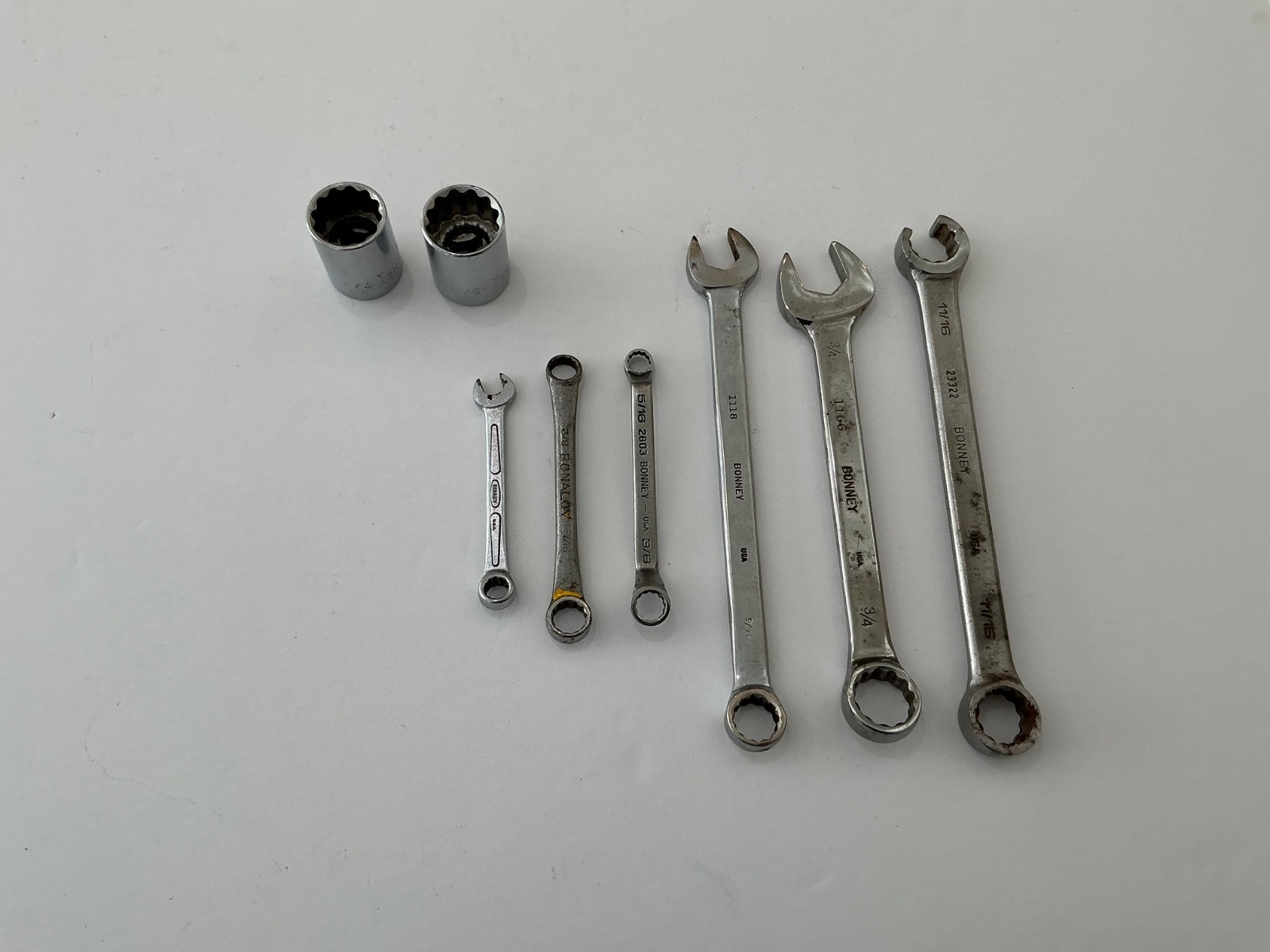 Asst. Bonney wrenches & sockets 8 pieces USA made all for $40