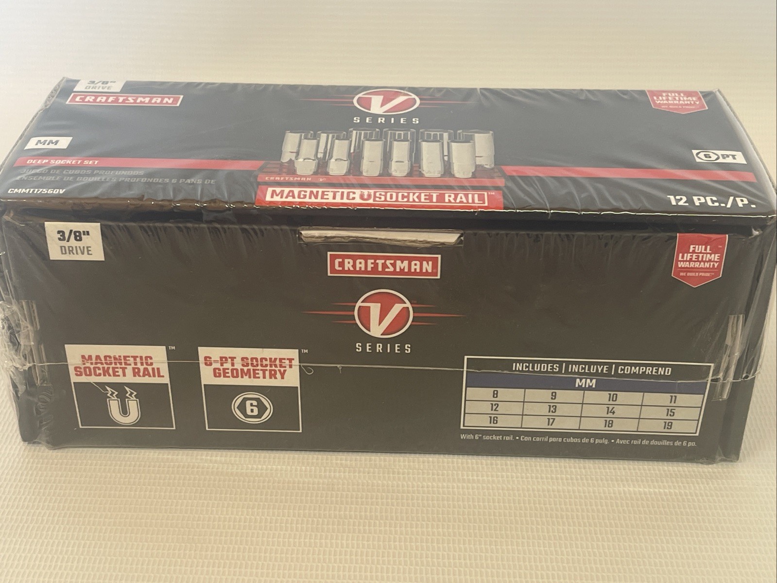 12 Pieces CRAFTSMAN V-Series METRIC MM Deep Socket 3/8″ Drive 6 Point CMMT17560V