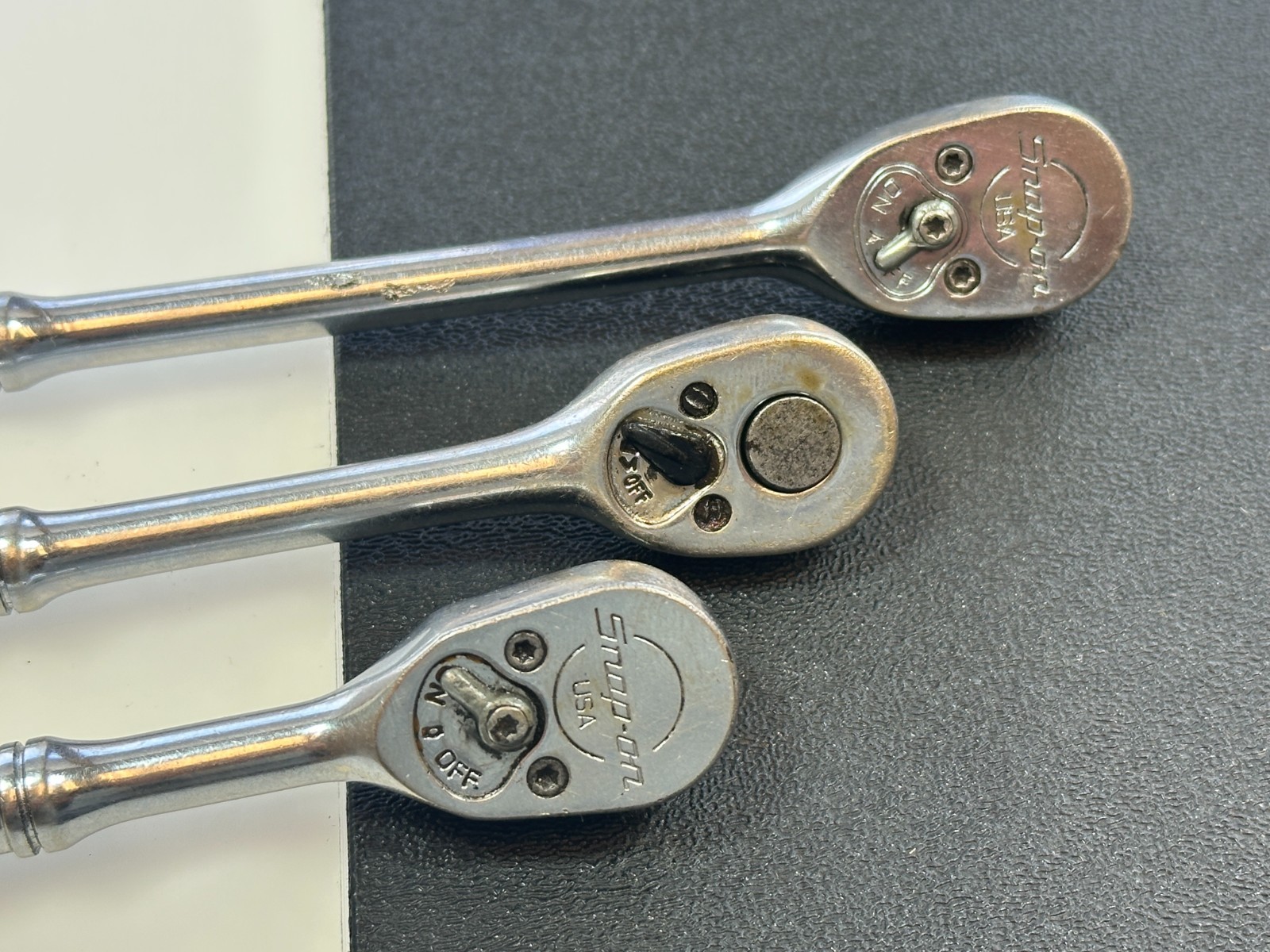 🇺🇸 Snap-on Tools USA 3pc 1/4” Drive Chrome Ratchet Set Lot TML830, TM75, TM830