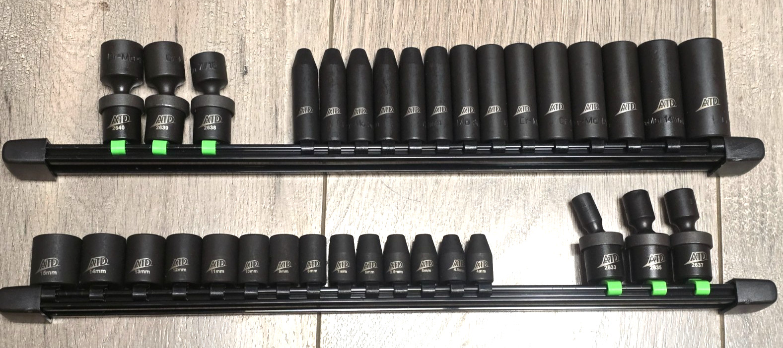 ATD 68pc Master 1/4″ dr 6pt SAE & Metric Impact Socket Set w/ Universals & Rails