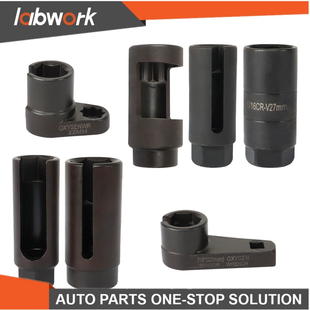 Labwork 7Piece 22mm 27mm 29mm Oxygen O2 Sensor Wrenches Socket Tool Kit
