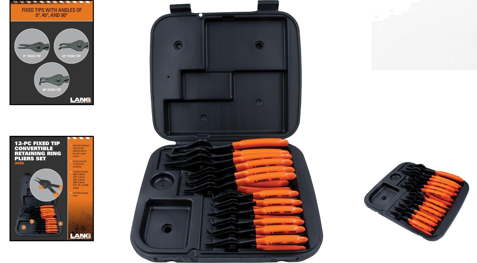 Lang Tools 3495 12-Piece Snap Ring Pliers Set – Internal/External Precision