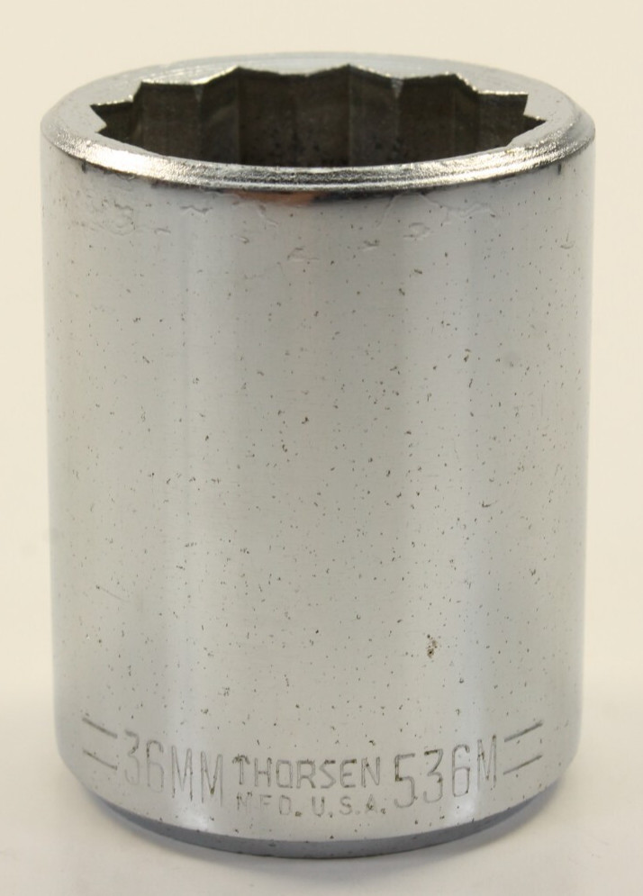 Thorsen 36mm 12-Point 1/2″ Drive Socket USA 536M Standard Length Metric