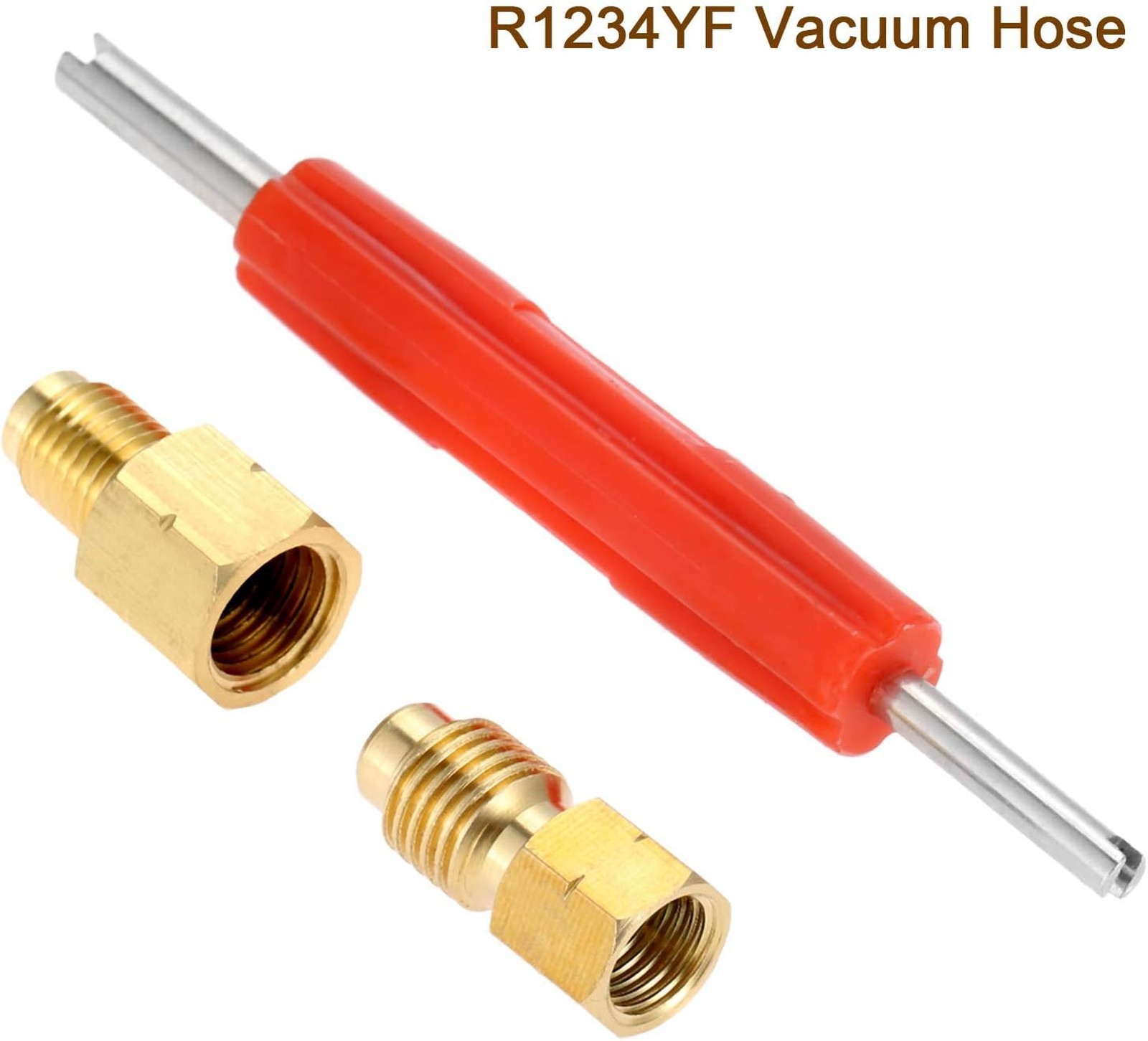 R1234yf Adapter with Valve Core Brass Conversion Kit 1/4 Inch SAE Female FL to