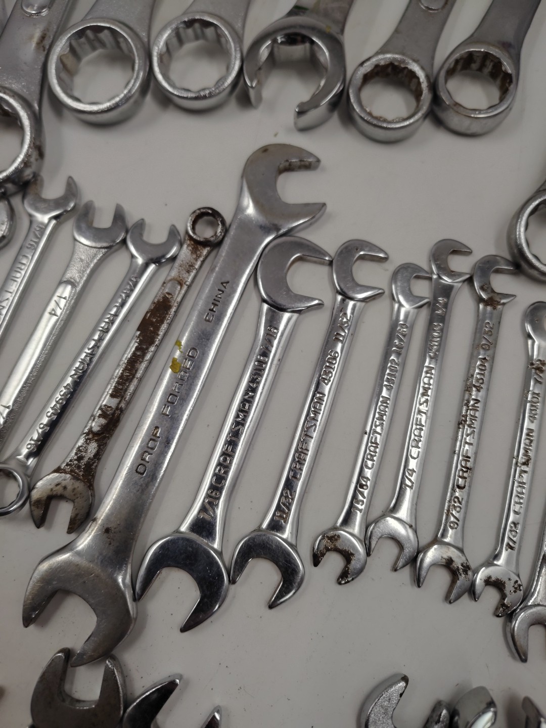 Lot of 68 SAE & Metric Combination Wrenches Craftsman Duralast + Keter Tool Box