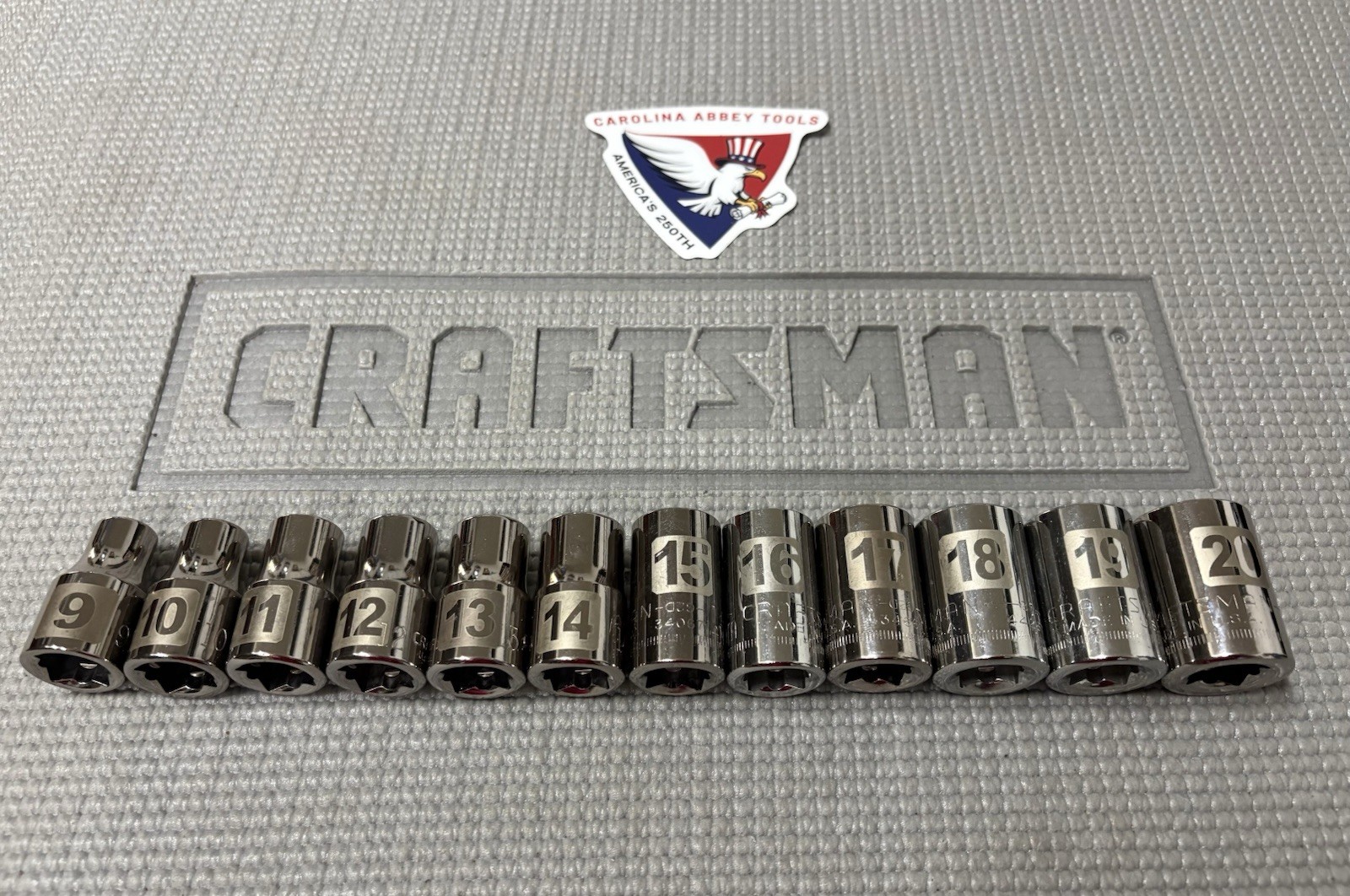 Sears Craftsman USA 12pc 1/2” Drive Metric Easy Read Sockets 9-20 Dual Mark G2D