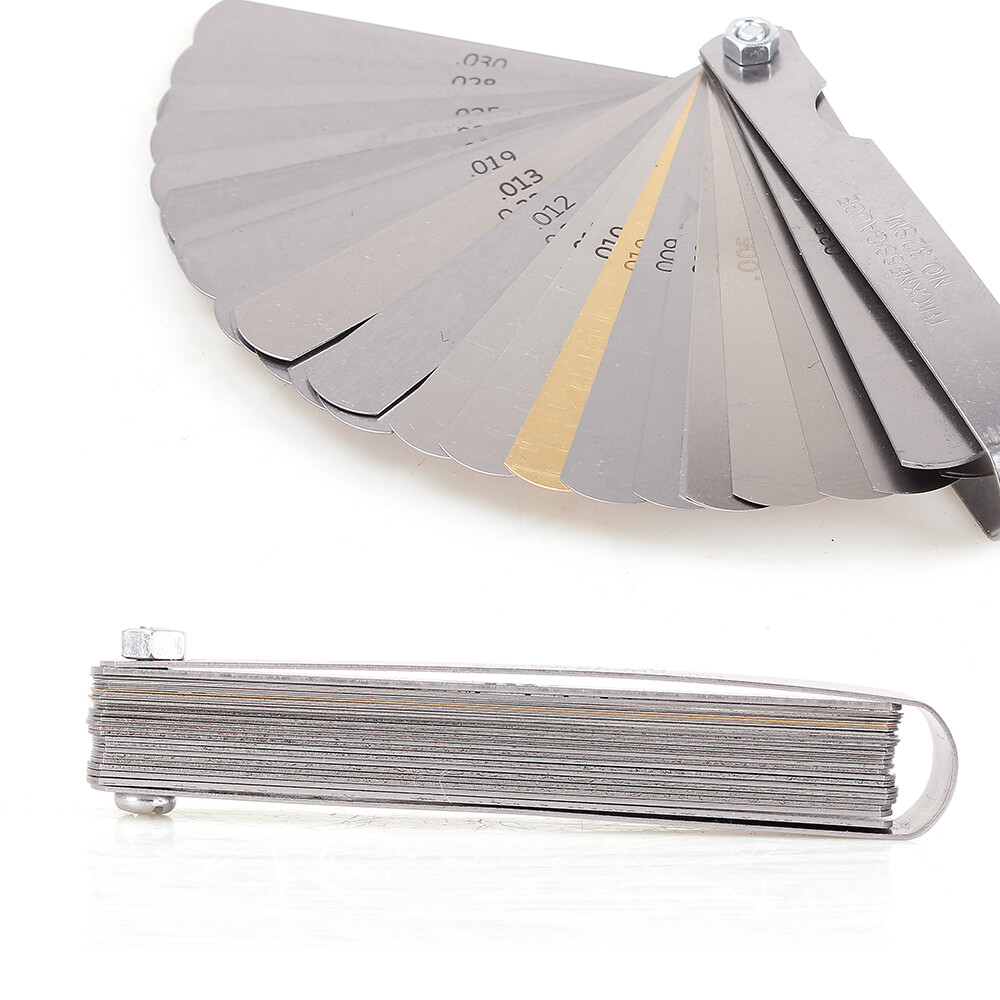 32 Blade Feeler Filler Gauge Spark Plug Gap Metric/SAE Measuring Tool Set