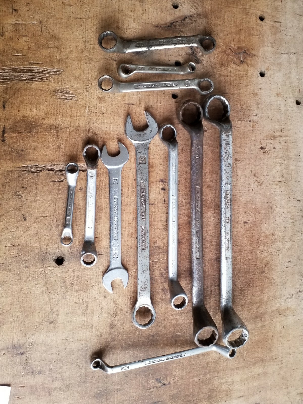 11x Vintage Elora Spanners Whitworth AF Metric Lot No287 Classic Car Mechanic