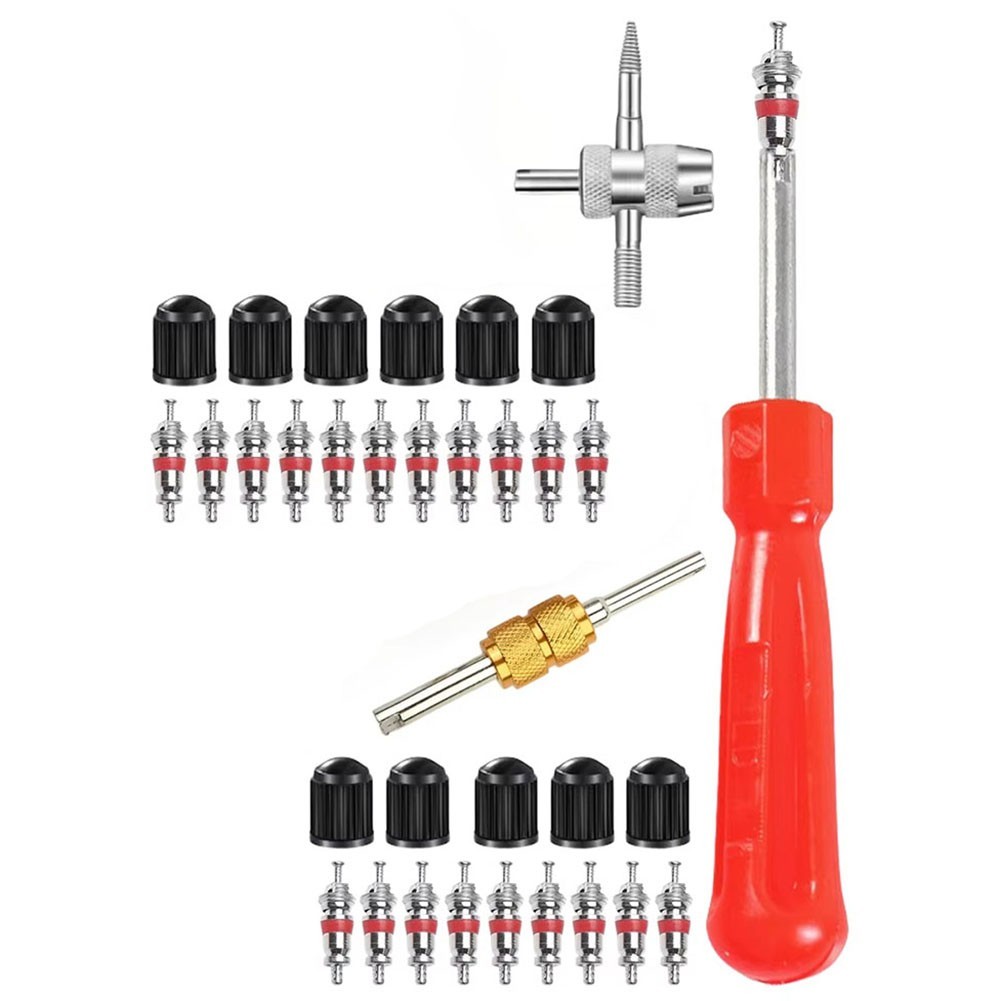 33 Piece Tire Valve Stem Core Remover Tool Kit with Steel Construction