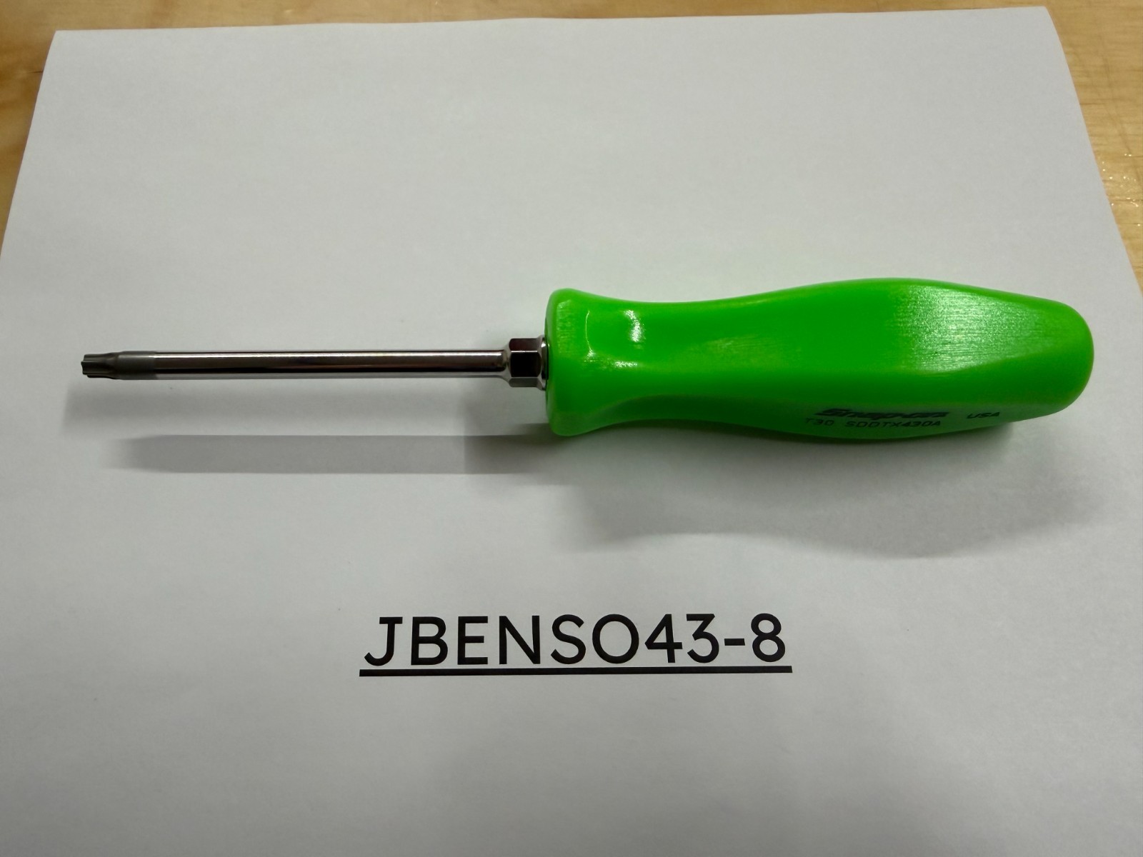 Snap-on Tools USA NEW RARE GREEN T30 Hard Grip Torx Screwdriver SDDTX430AG