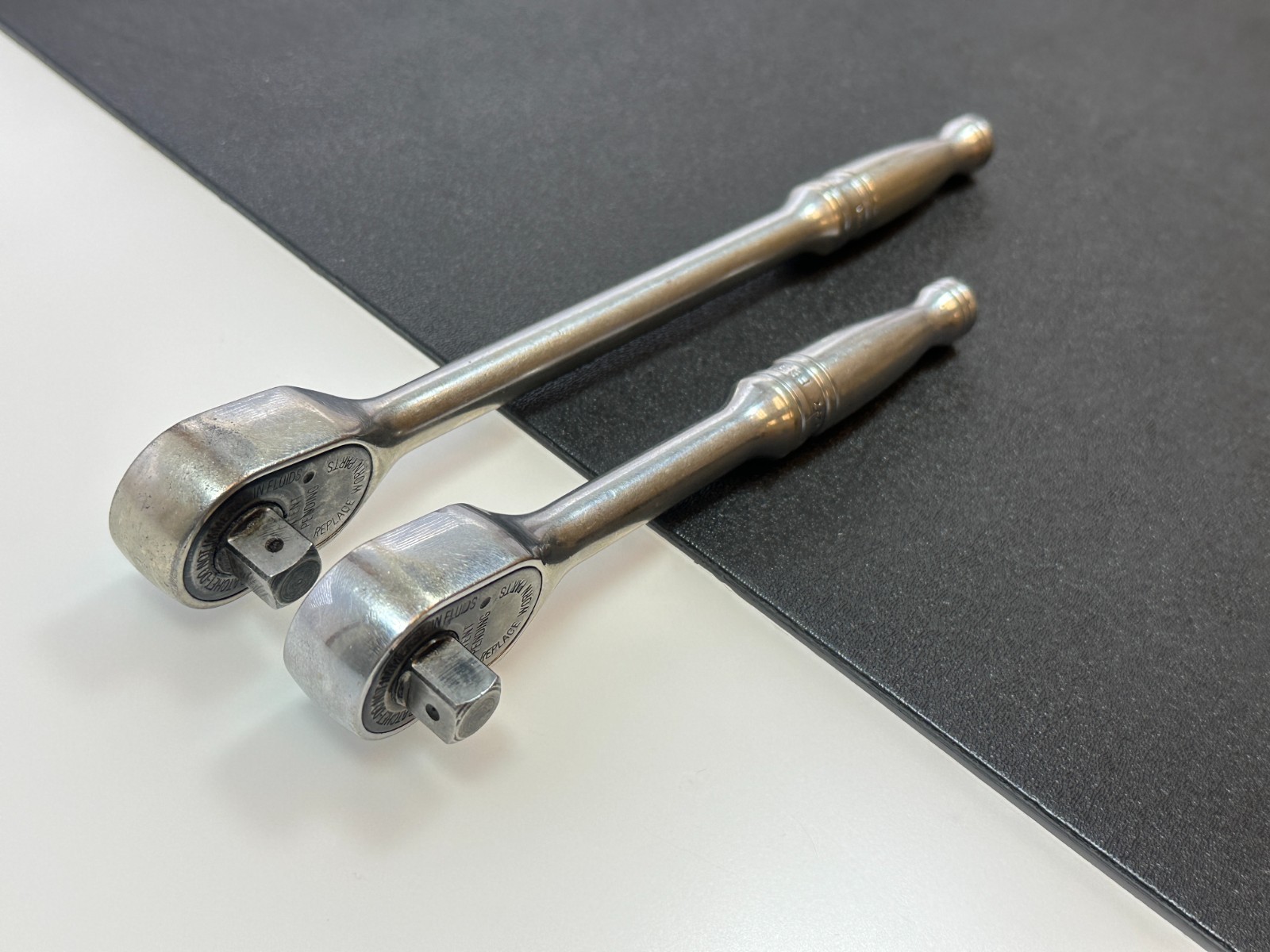 🇺🇸 Snap-On Tools USA 2pc Chrome 3/8″ Drive Ratchet Set Pair, FL830 Long & F830