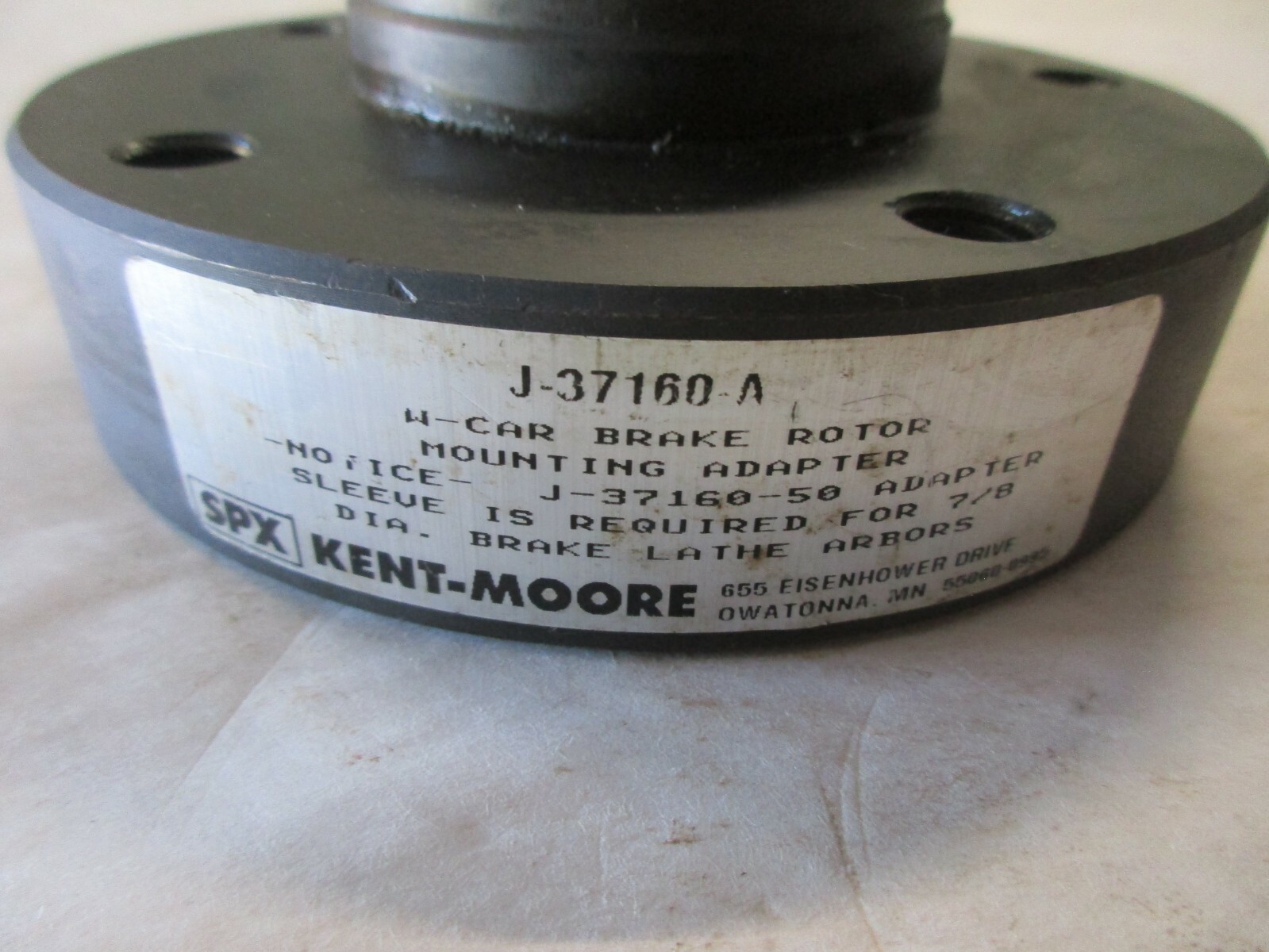 KENT MOORE TOOL J-37160-A Brake Lathe Rotor Mounting Adapter -Plate only