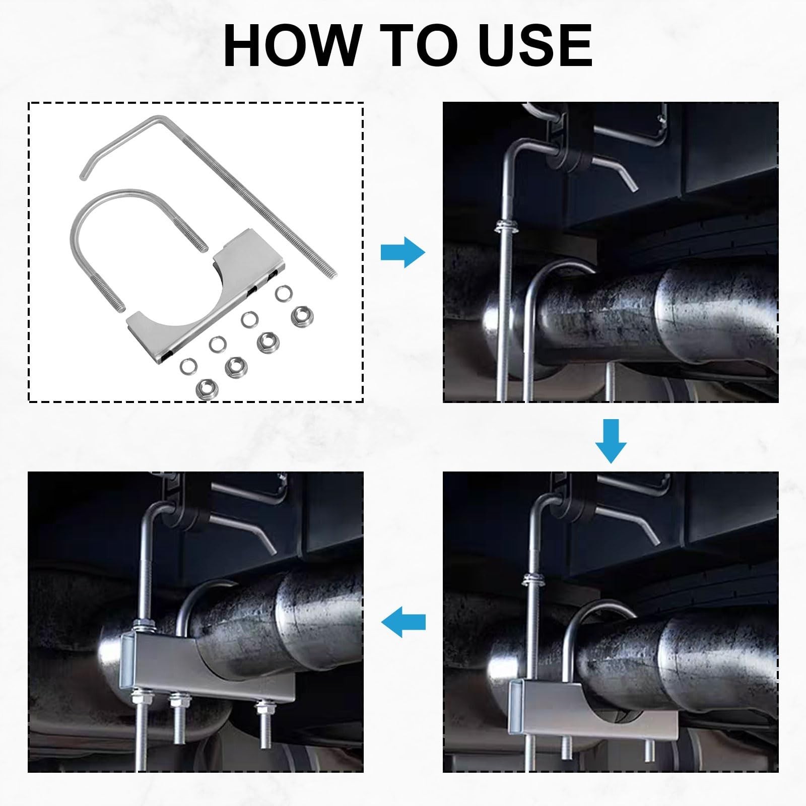 Universal 2.5″ Exhaust Hangers, Stainless Steel Exhaust Clamp with Hanger Rea…