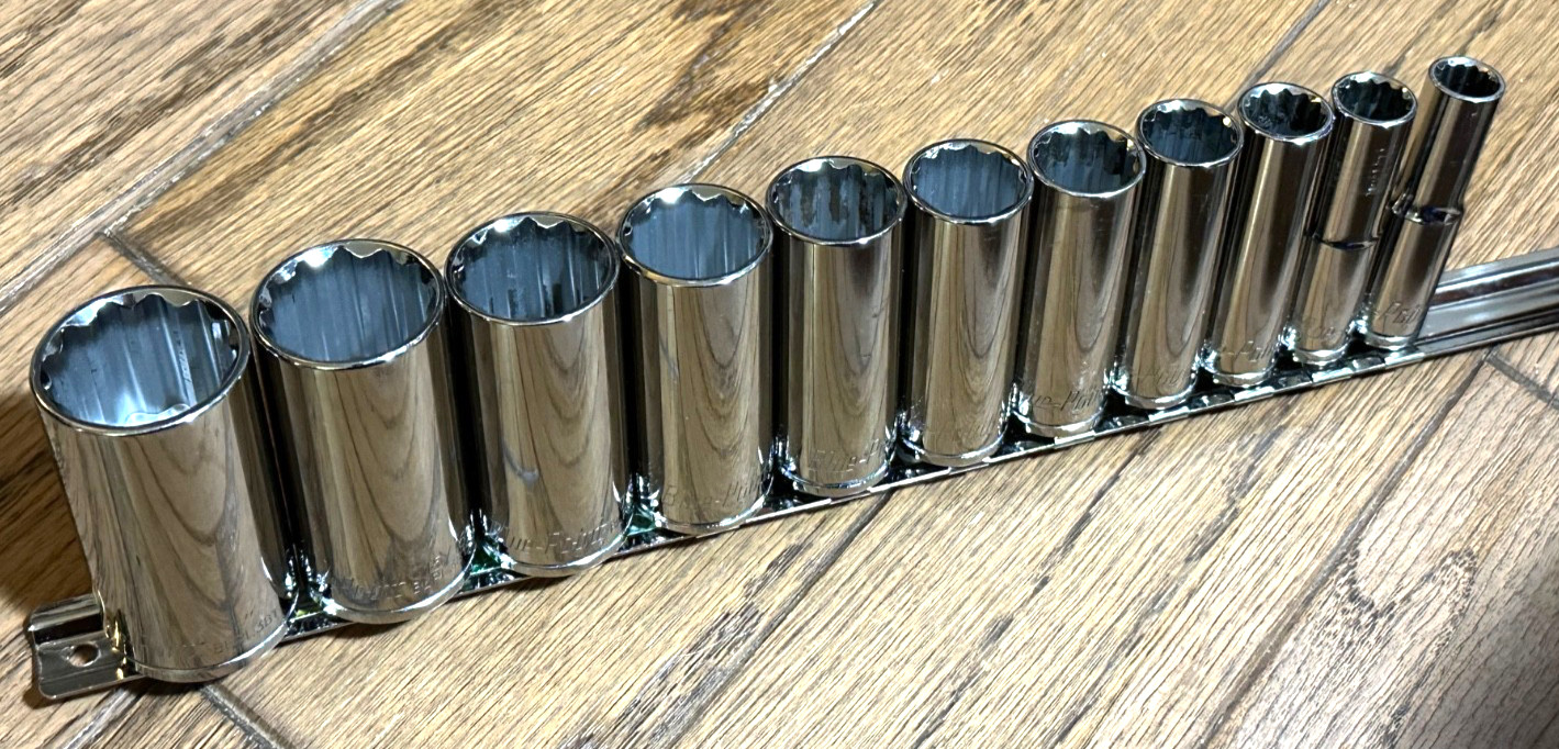 Blue Point Tools 3/8″ Drive DEEP SAE 3/8” – 1″ Socket Set Lot 12 Point Rail