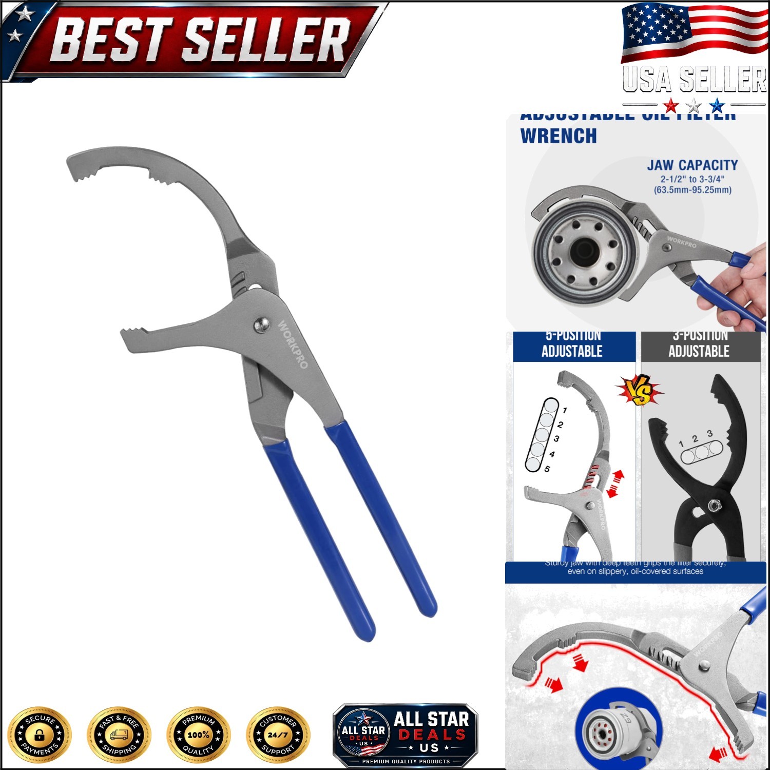 Effortless 12” Oil Filter Wrench with 5-Position Grip – Ideal for Maintenance
