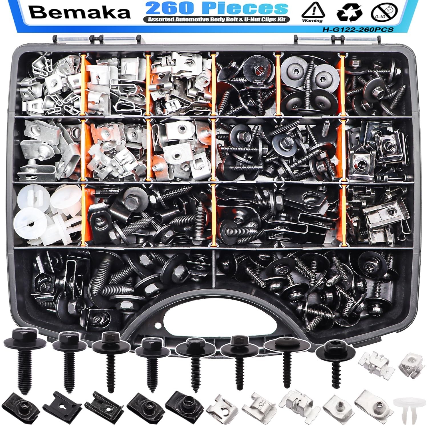 260Pcs Automotive Body Clips & Fasteners Kit, 21 Sizes Fender & Bumper Bolts