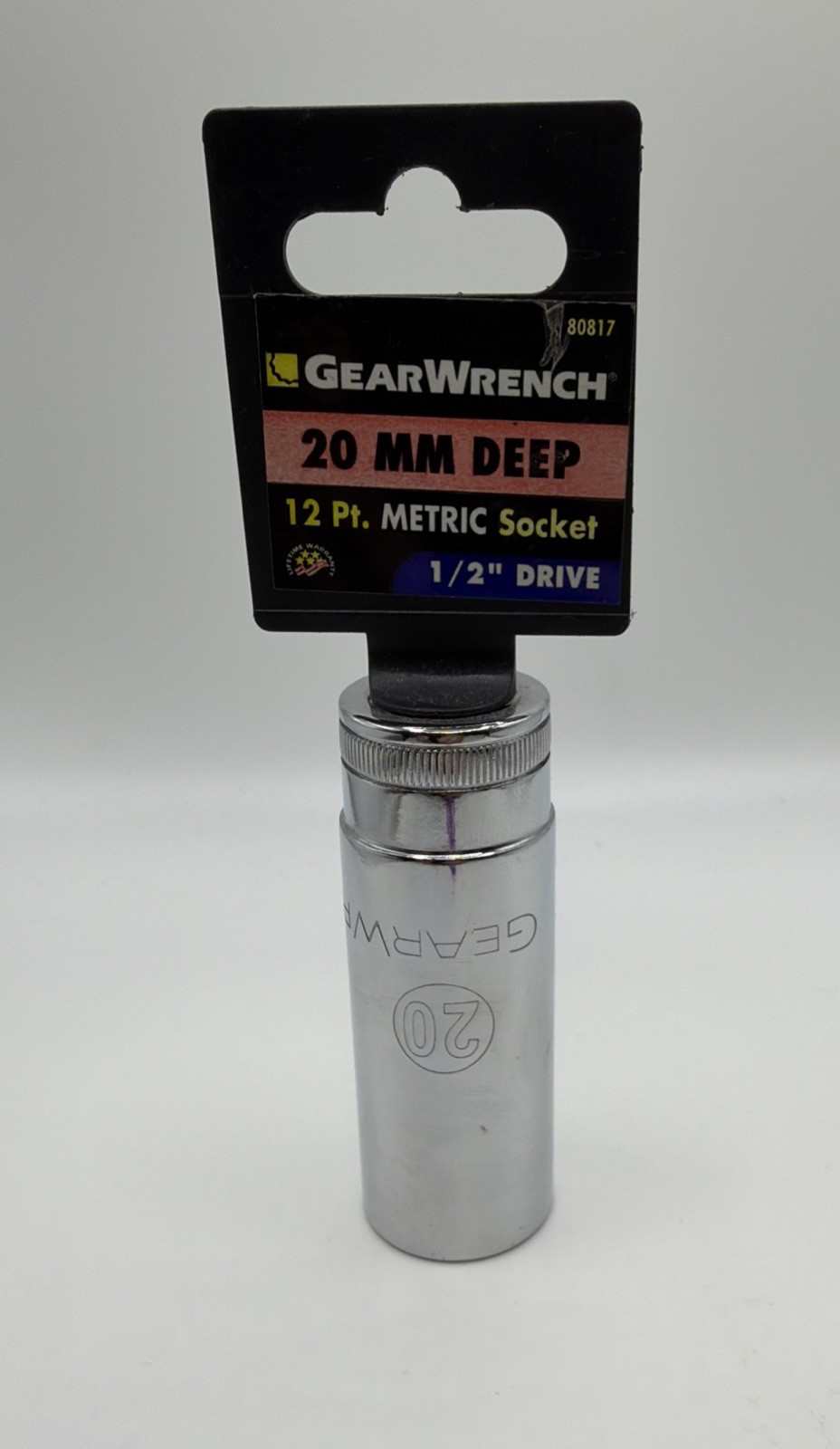 GearWrench 80817 1/2″ Drive 20 mm 12-Point Metric Deep Socket Chrome