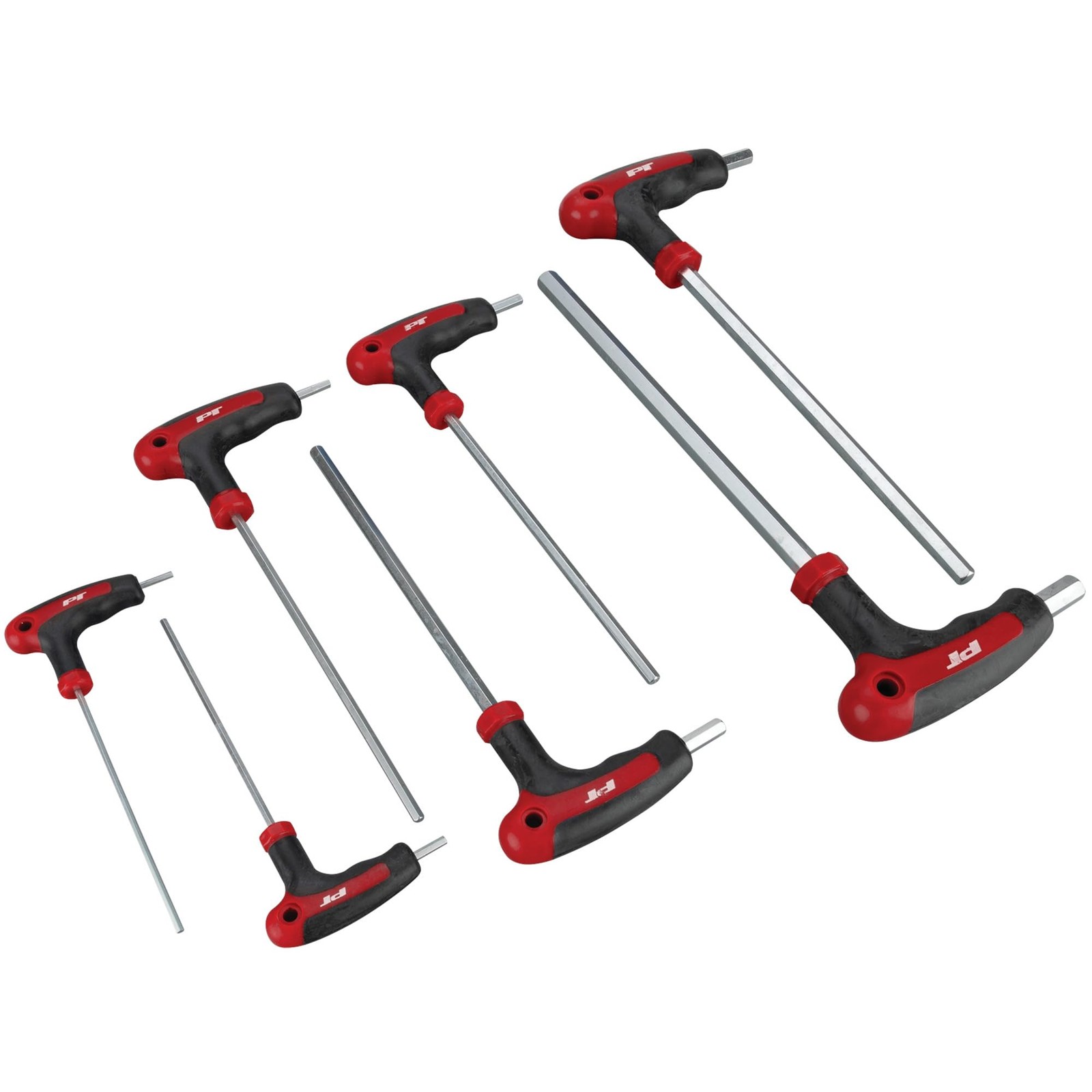 Performance Tool SAE T-Handle Hex Key Set – Alloy Steel, Red/Black, 7-Piece