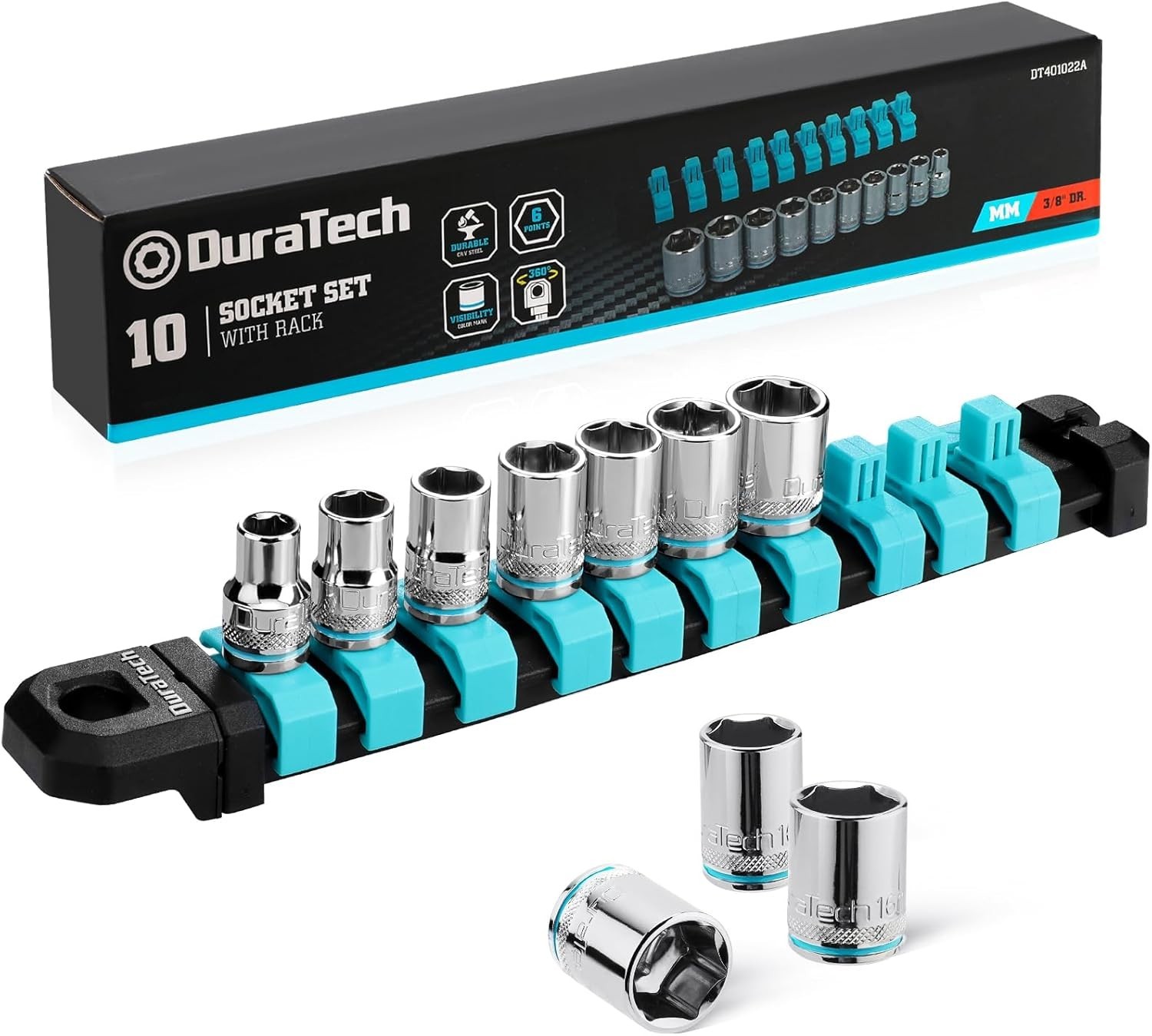 3/8″ Drive Socket Set, Metric Socket Set 10PCS, Mechanic Metric Socket Sets w…