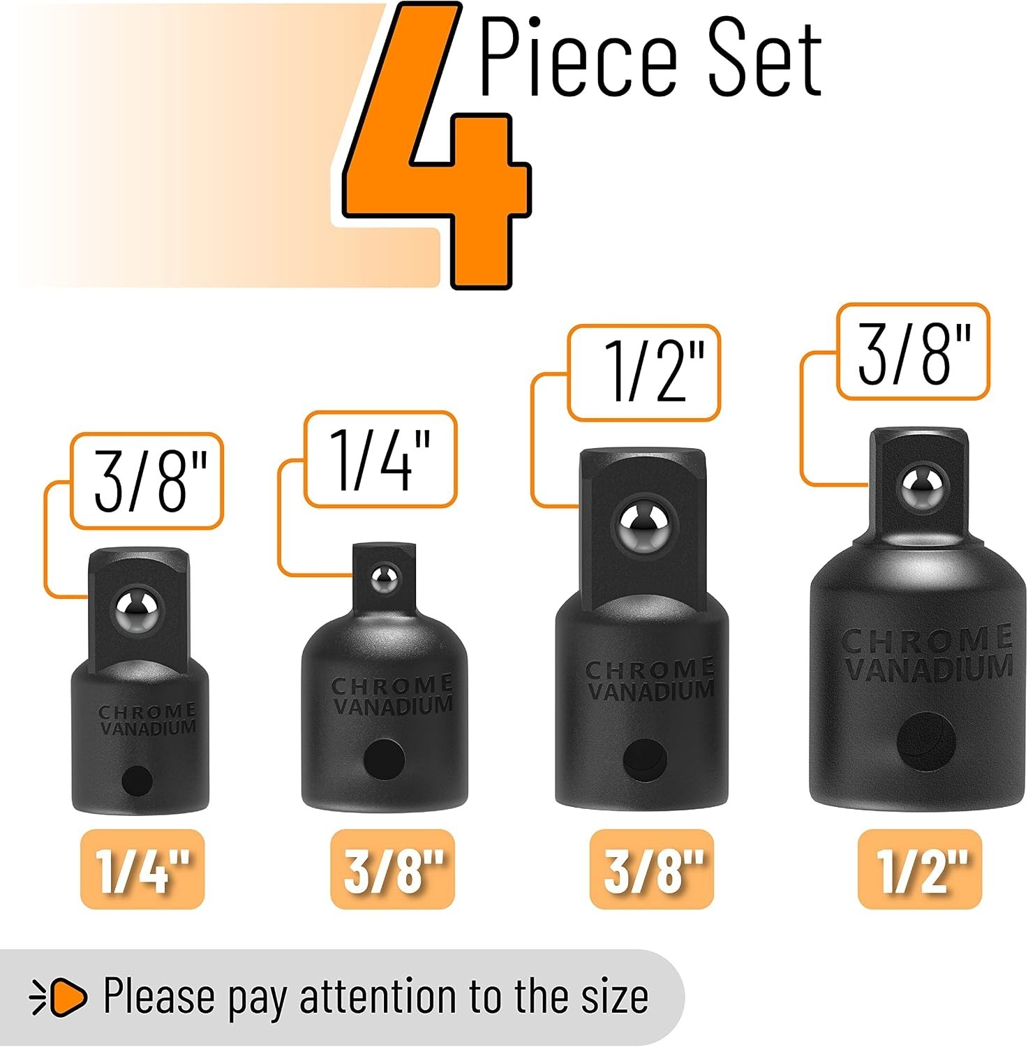 4-Piece Impact Socket Adapter Set: Durable & Versatile Mechanics Tool
