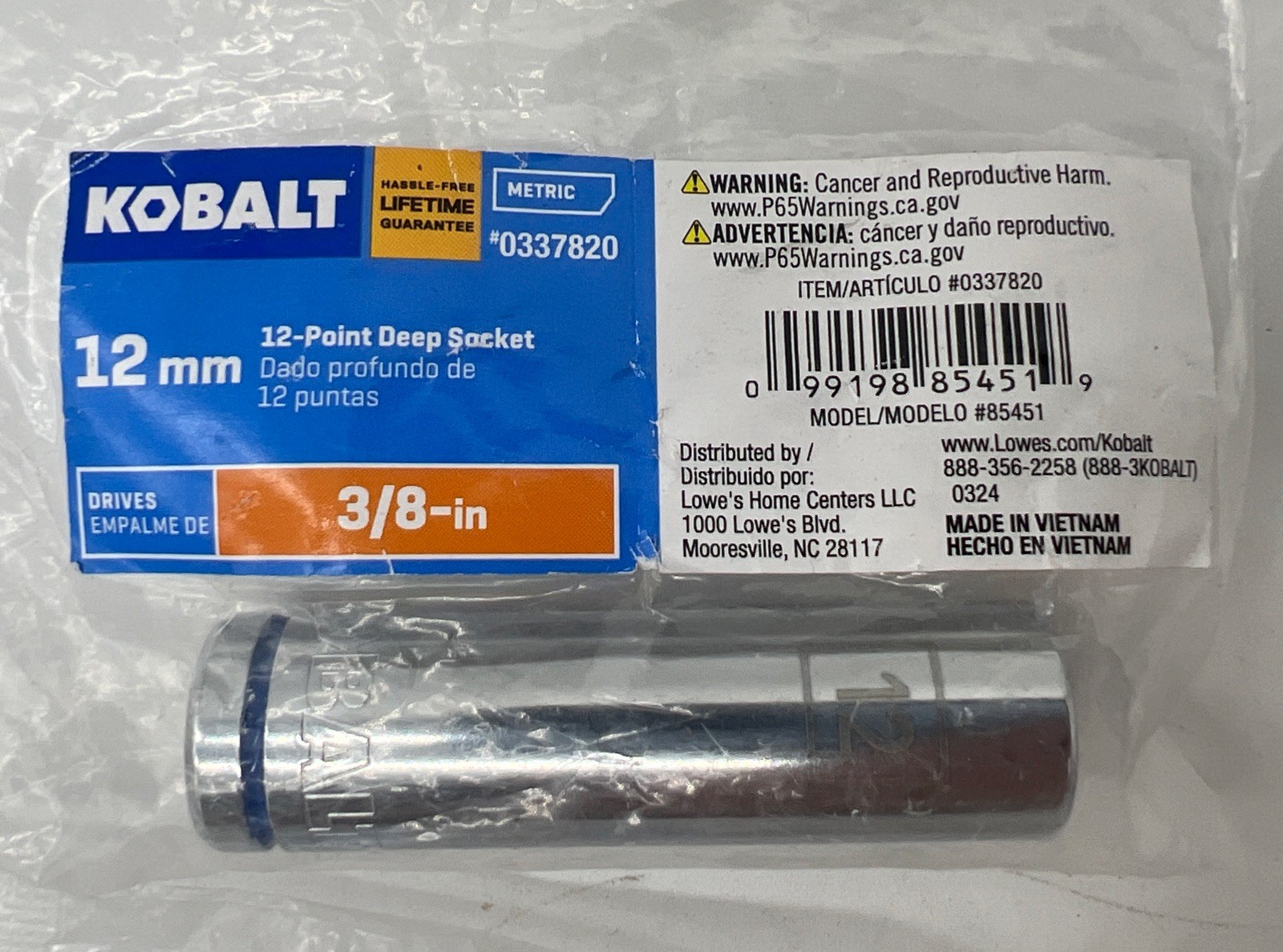 New Kobalt 3/8in Driver 6/12 Point Reg Deep Sockets Various Sizes Select FreeS&H
