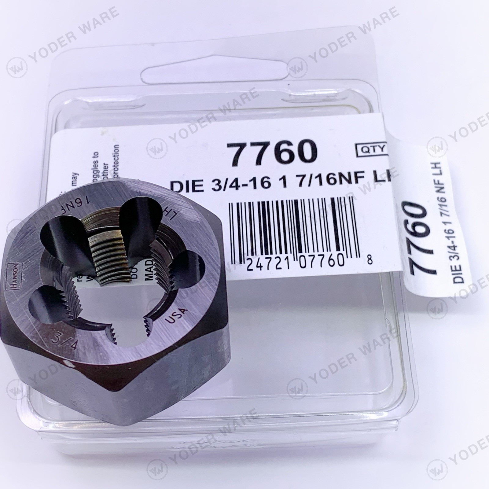 3/4-16 NF x 1-7/16″ LH Hex Die Irwin Hanson 7760 CS LEFT HAND Rethreading NEW