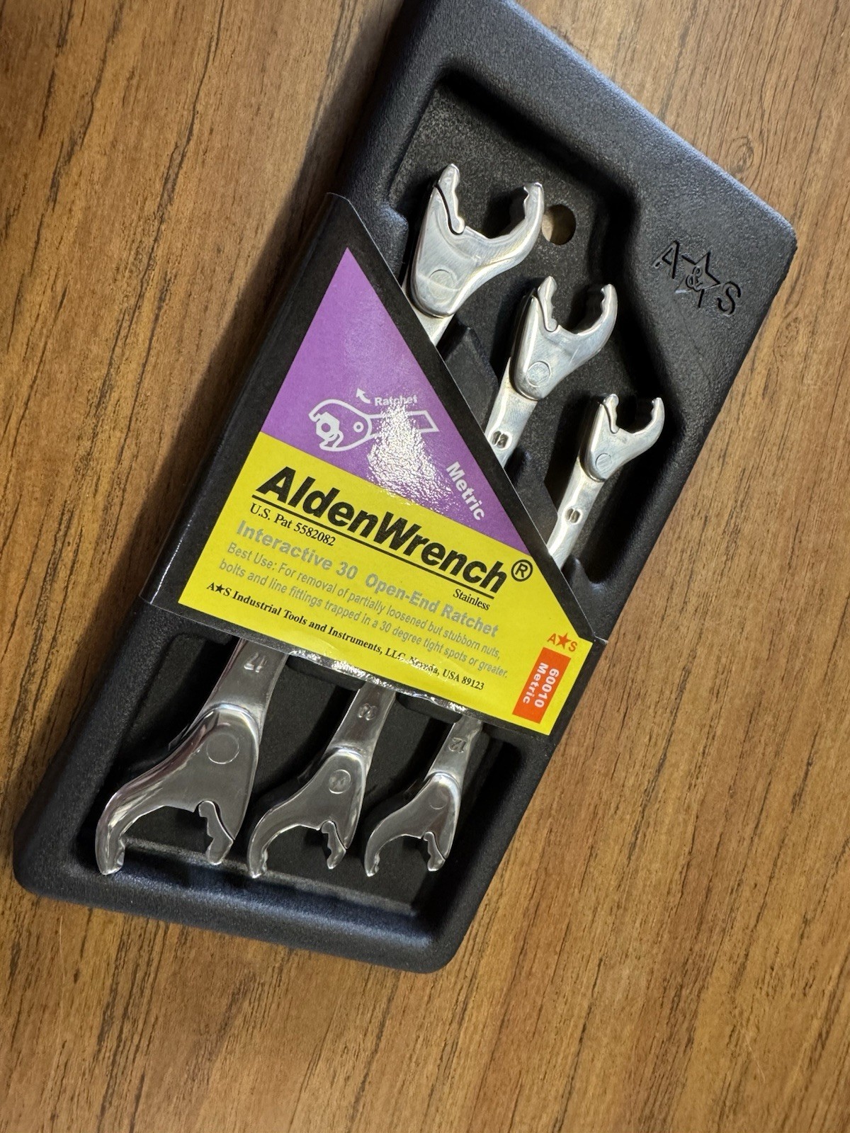 ALDEN WRENCH 3pce Open End Ratchet Set Metric (Double Head) 10-17MM MAde in USA
