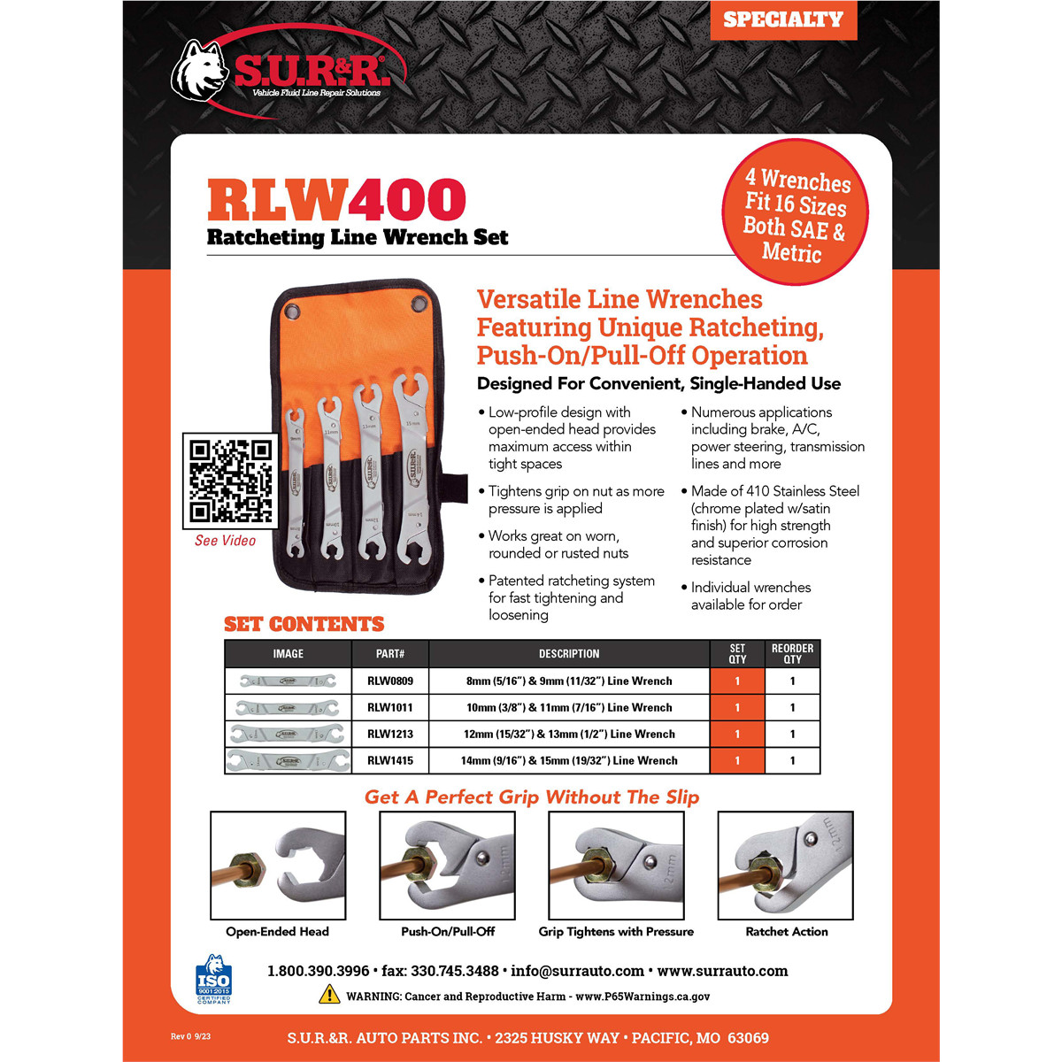 4-Piece set of versatile line wrenches featuring unique ratcheting push on / pul