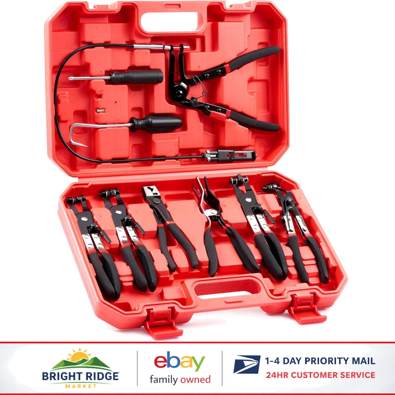Complete Hose Clamp Pliers Set for Fuel, Oil, and Water Hose Applications