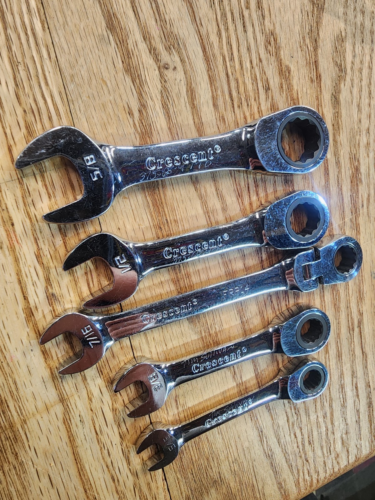 Stubby CRESCENT brand SAE Ratchet Wrench Set Vintage FRP SFR USA Standard Pivot