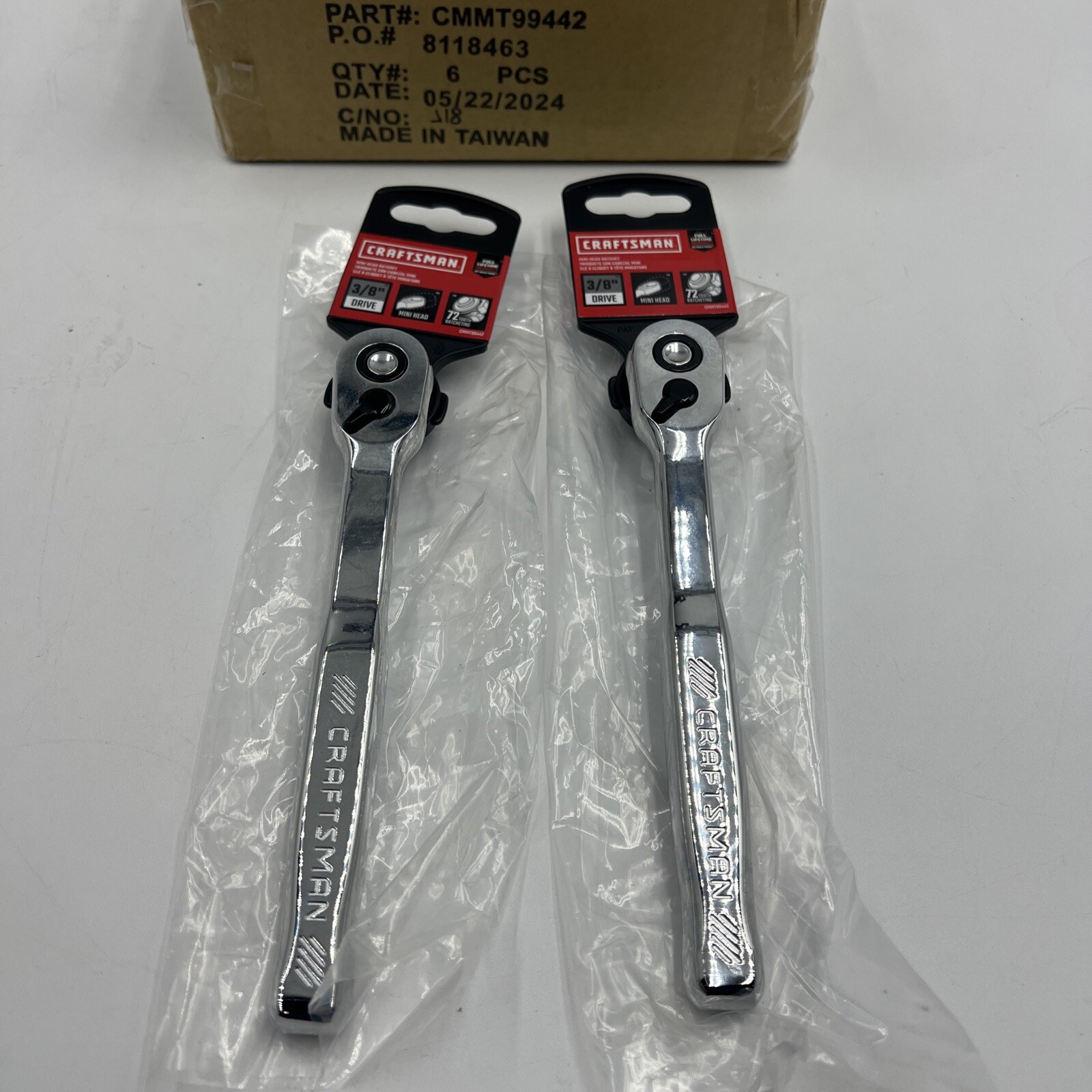 2 CRAFTSMAN 72 Tooth 3/8” Drive Mini Head Ratchets CMMT99442 – New