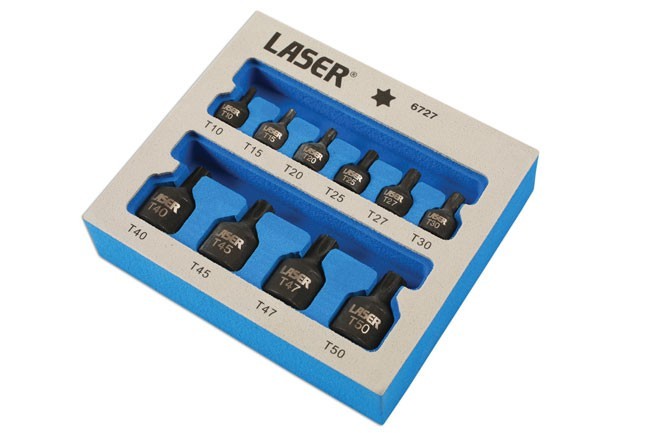 10 Piece Low Profile Impact Star Socket Bit Set 1/4″D, 3/8″D Laser 6727