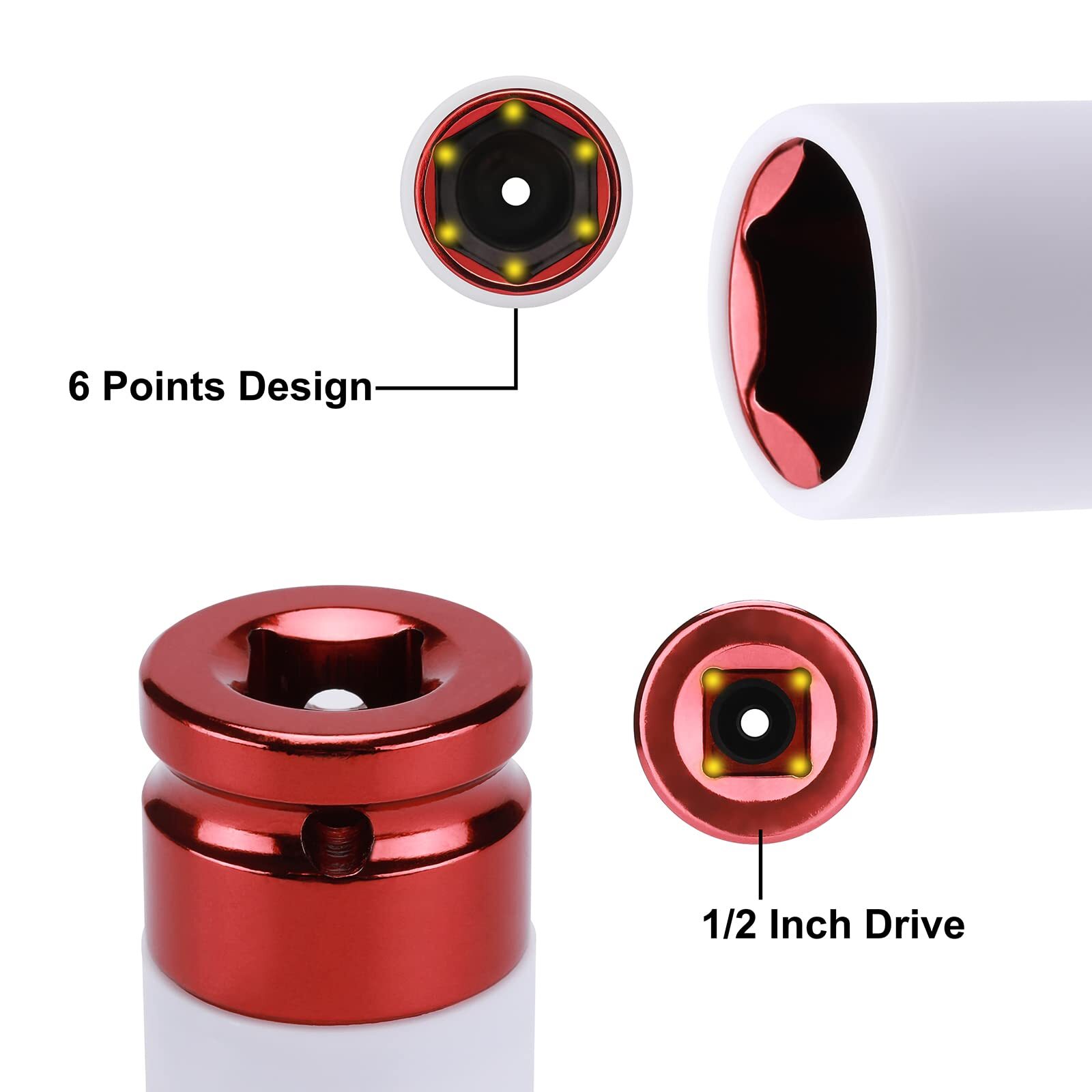 7PCS 1/2 Inch Drive Lug Nut Deep Impact Socket Set,Thin-Walled Wheel Rim USA