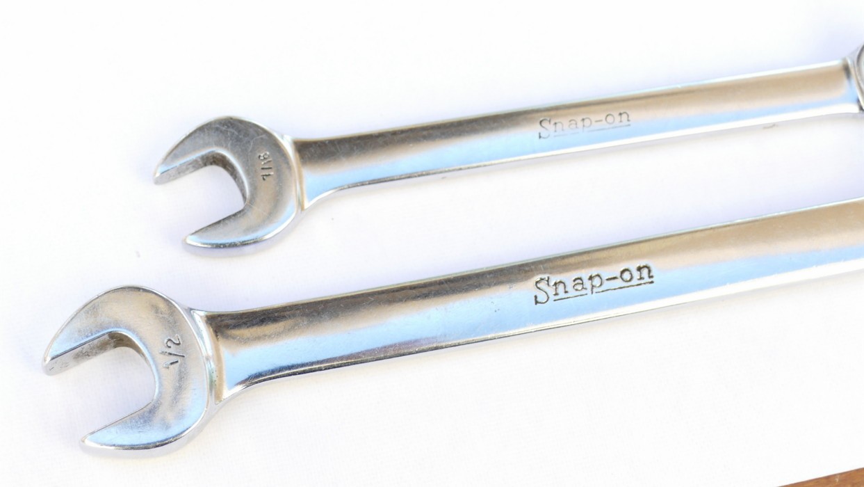Snap-On Tools RXS16 1/2″ Open End & Flare + OEX14 12pt Point 7/16″ Combination