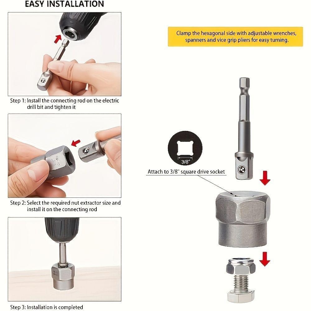 15pcs/Set Nut Extractor, 13pcs Bolt And Nut Remover, 1pc Bar (If The Nut Is Stil