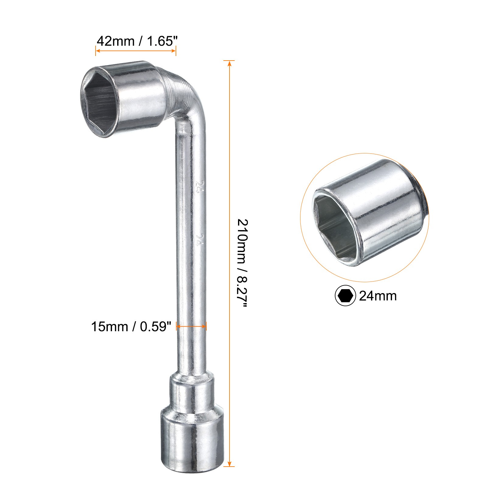 L Shape Angled Hex Socket Wrench 24mm Double Ended Socket Spanner