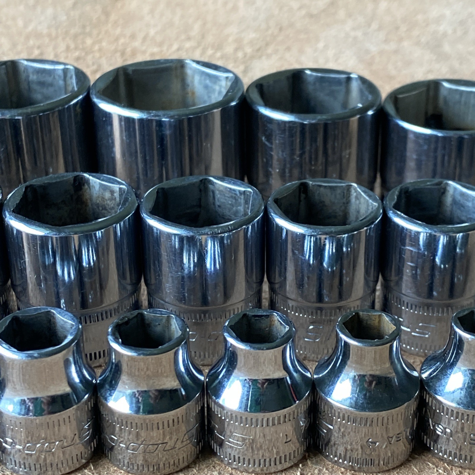 Snap-on 22Pc Metric 3/8 Drive Shallow FSM Socket Set 5.5mm-26mm 6Pt Minty