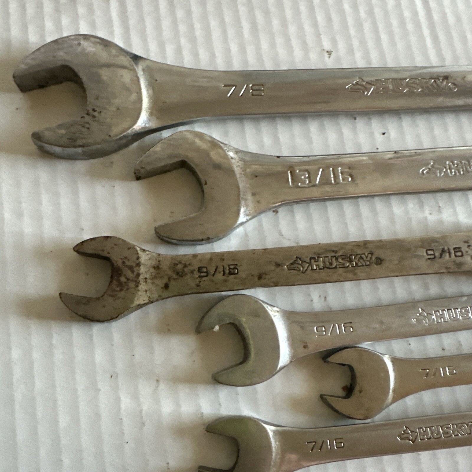 lot of 9 Husky wrenches Standard various sizes forged in U.S.A. drop steel VGC