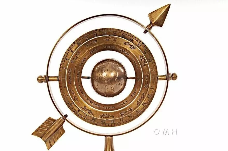 Golden Beautiful 8.5″ Solid Brass Armillary Ball For Table Globe,Decoration GIft
