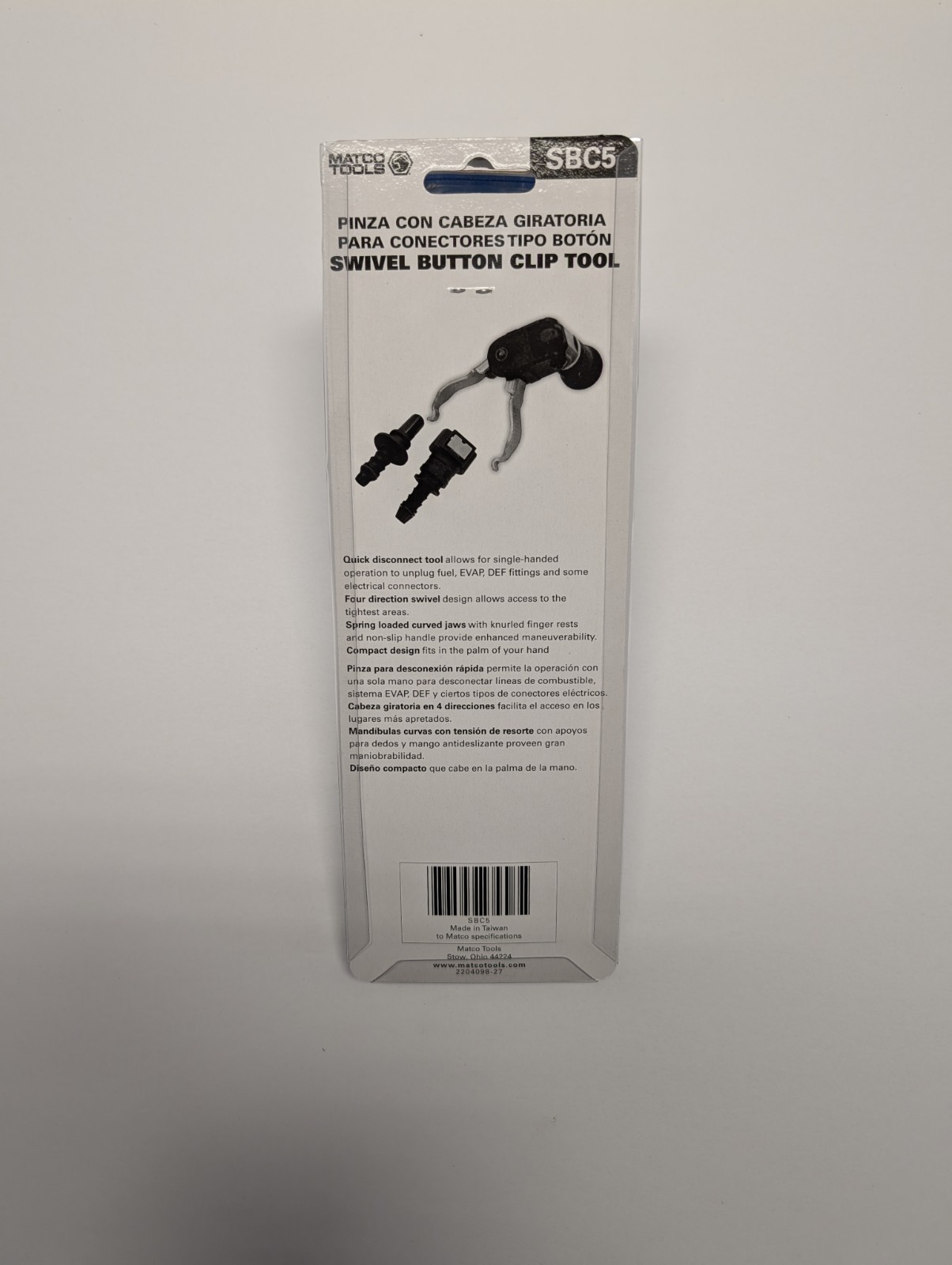 Matco Tools Swivel Head Button Clip Disconnect Tool for EVAP, Fuel & DEF SBC5