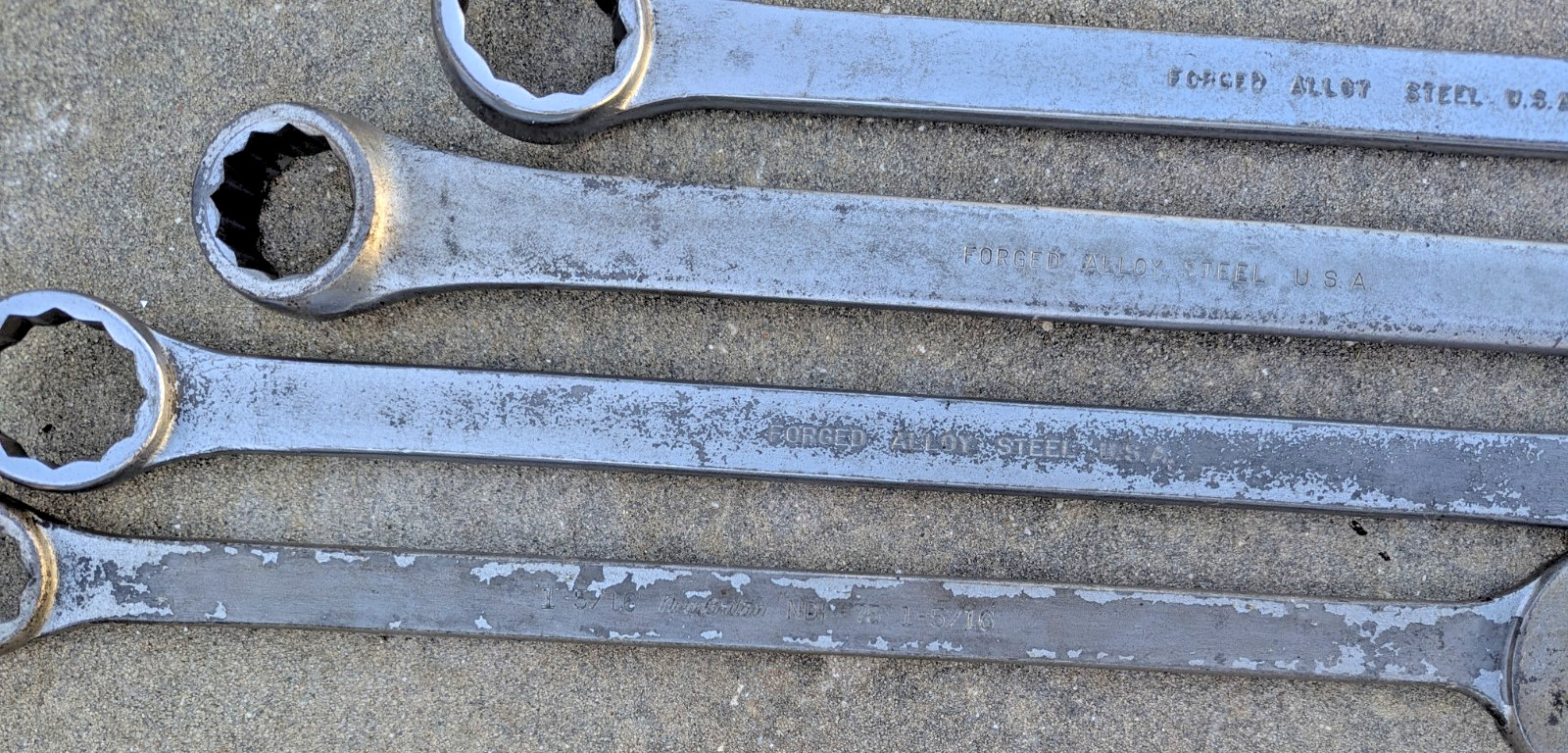 New Britain Combination Wrench SAE 1-5/18″ / 1-7/16″ / 1-3/8″ / 1-1/2″ Lot of 4