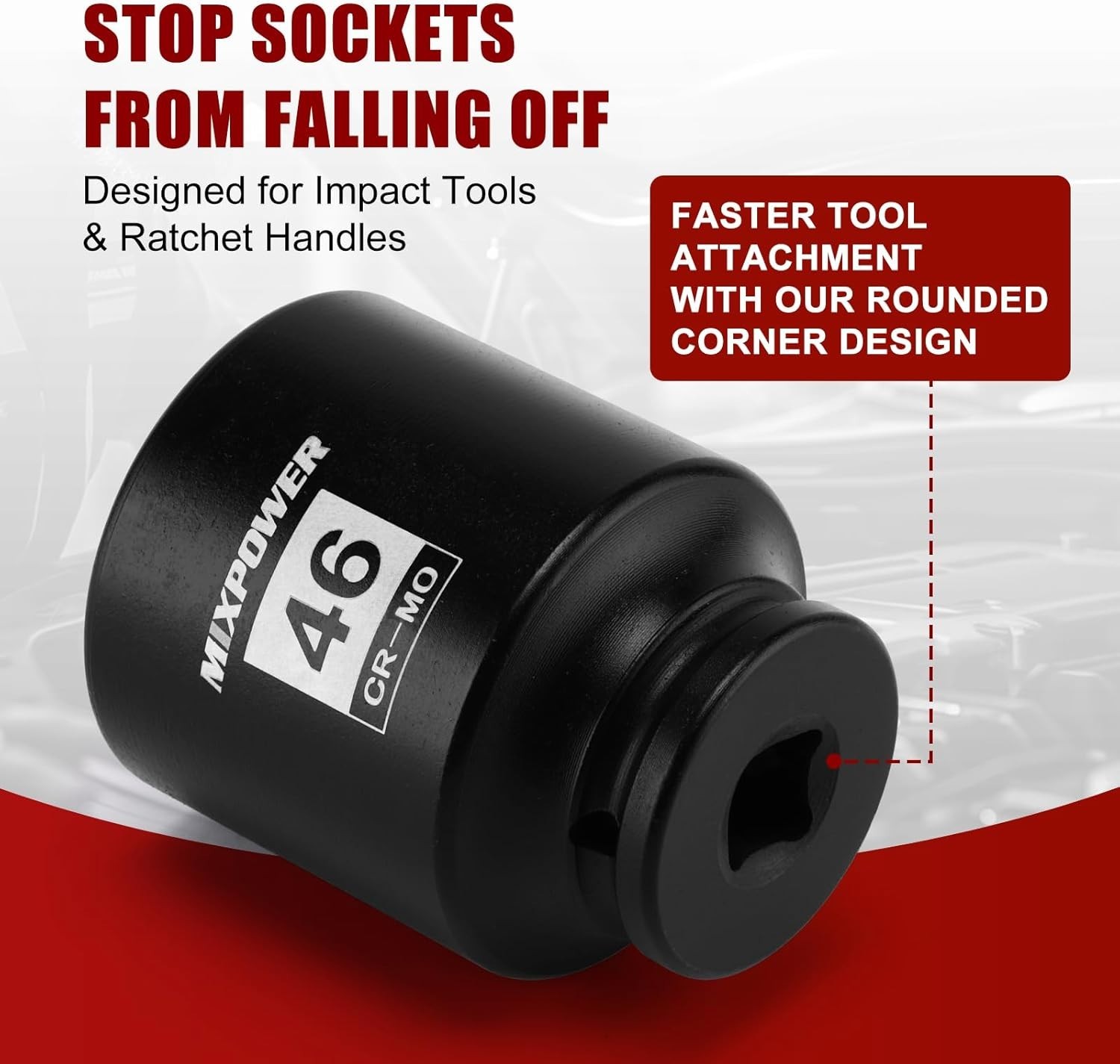 6 Point Deep Impact Socket, 46mm Size, High-Torque Chrome Moly Steel Design