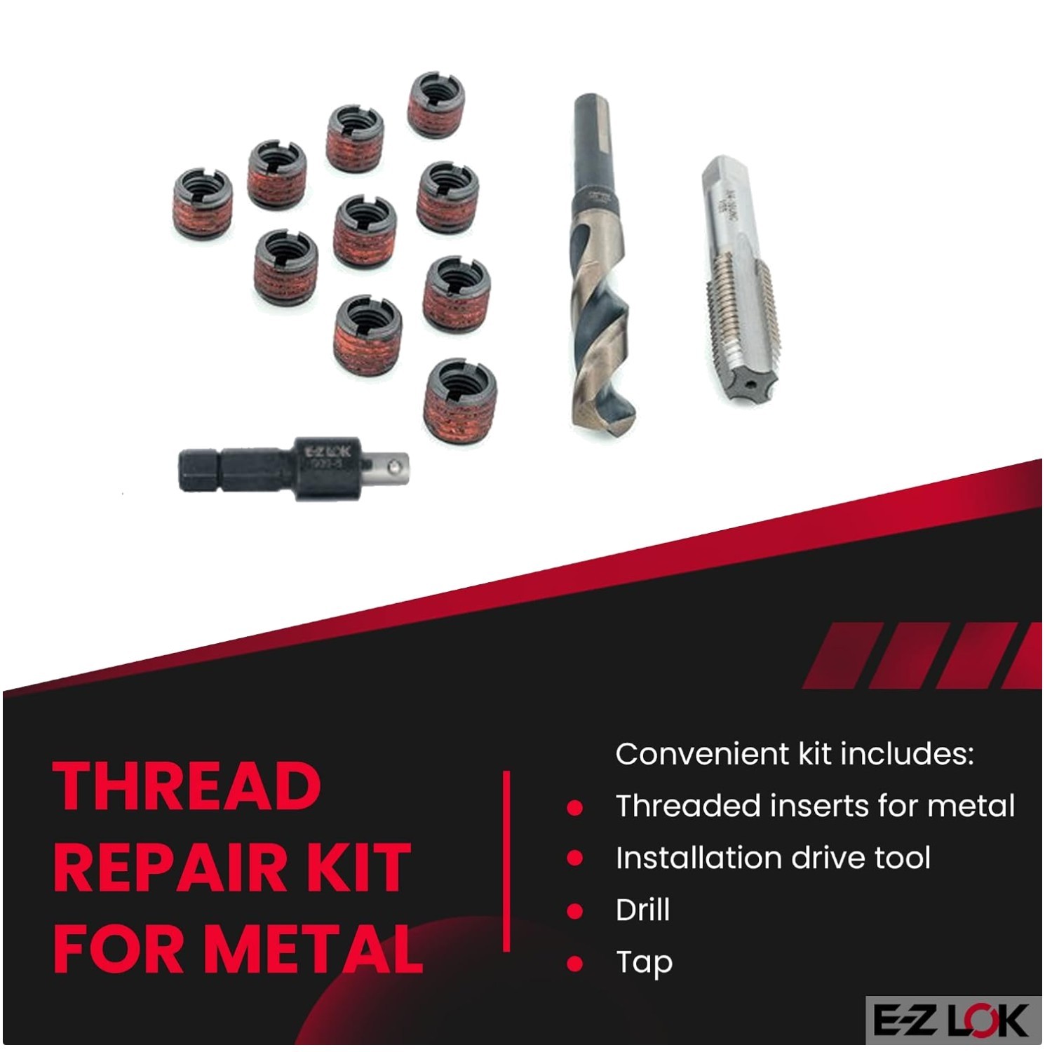 Metal Thread Repair Kit: Carbon Steel Inserts M10-1.25