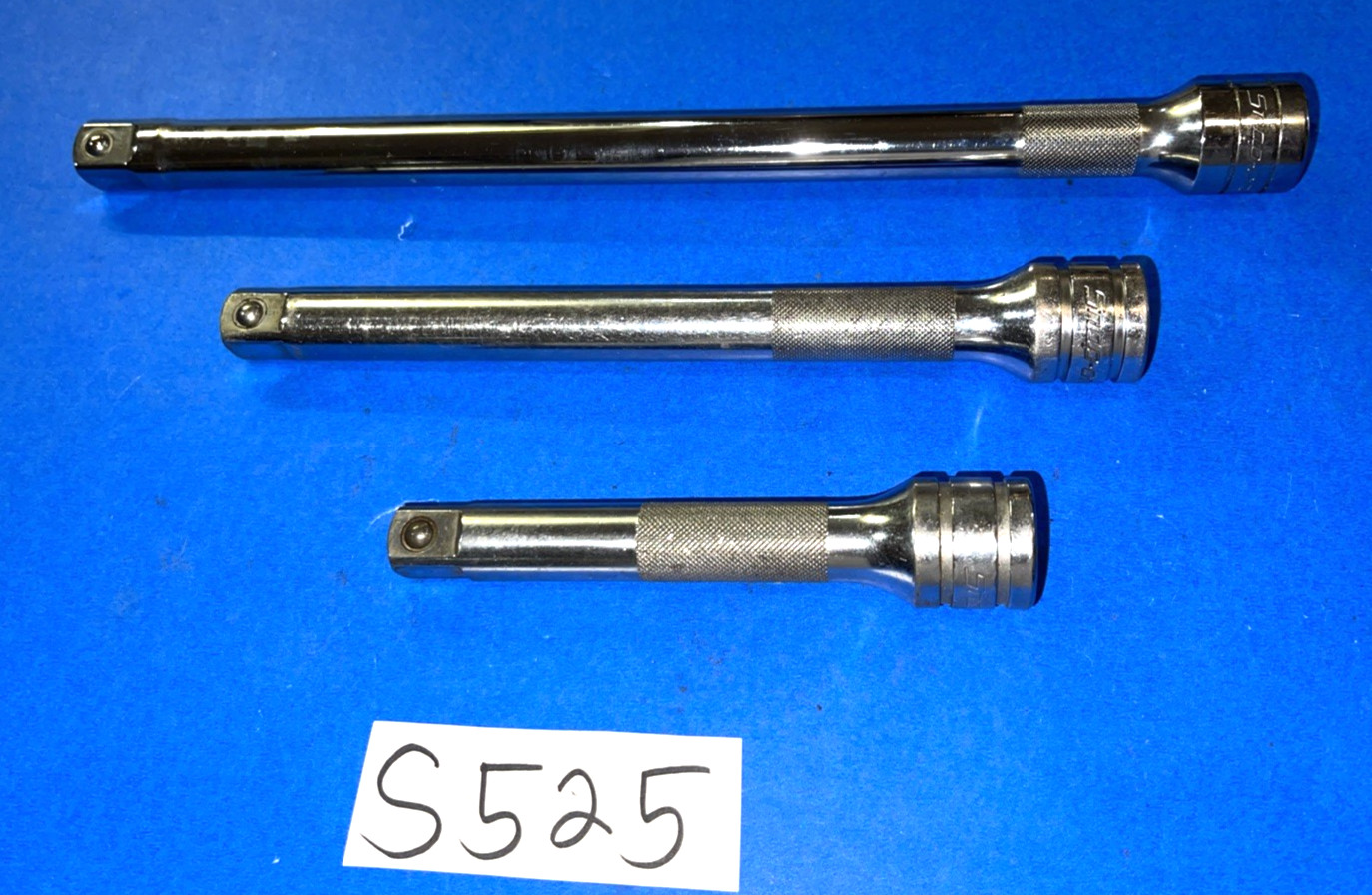 SNAP-ON TOOLS 3 PIECE 1/2 DRIVE KNURLED EXTENSIONS 5, 8, 11 INCH