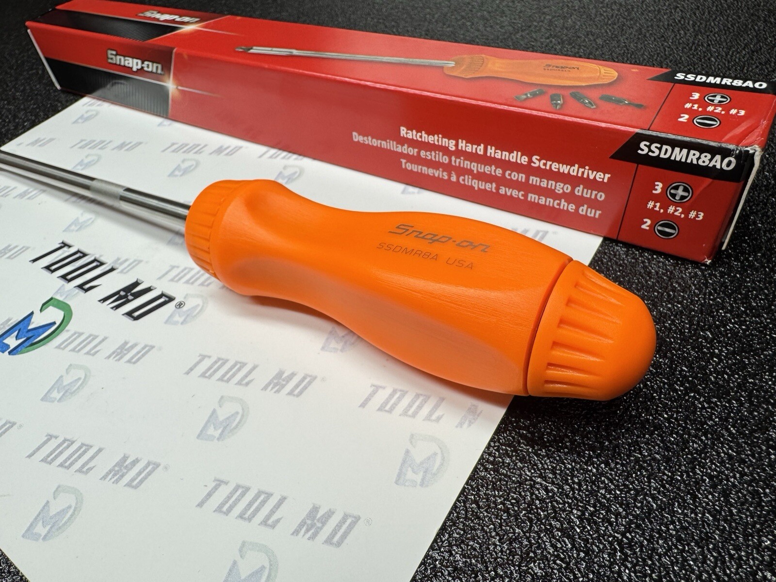 Snap-on Tools USA NEW ORANGE Hard Grip 8″ Shaft Ratcheting Screwdriver SSDMR8AO