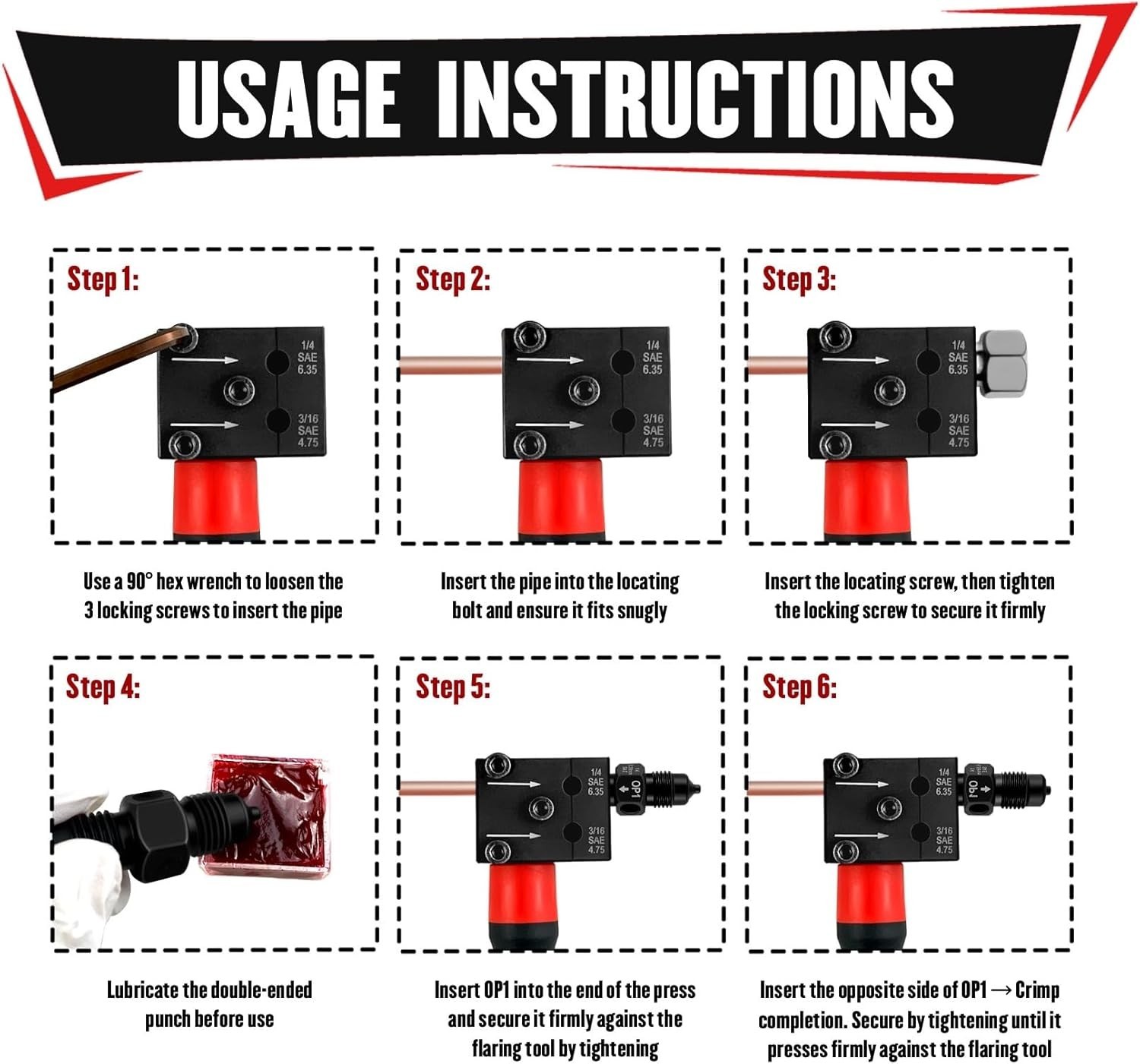 Brake Line Flaring Kit 1/4 3/16 In SAE Copper Aluminum Nickel-Copper Tubing