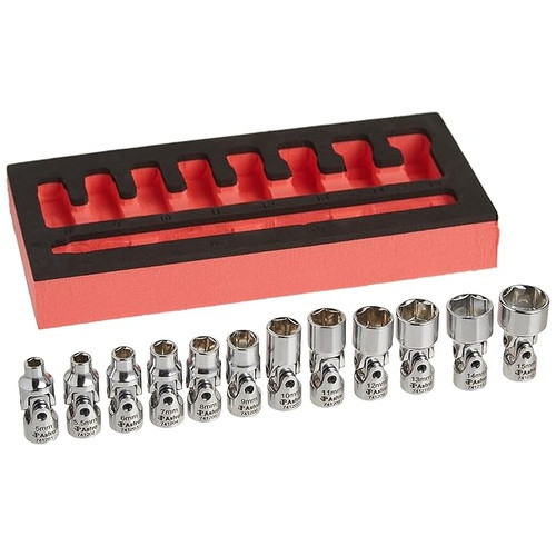 Astro Pneumatic 7412 12-Piece 1/4″ Drive 6-Point Metric Flex Socket Set