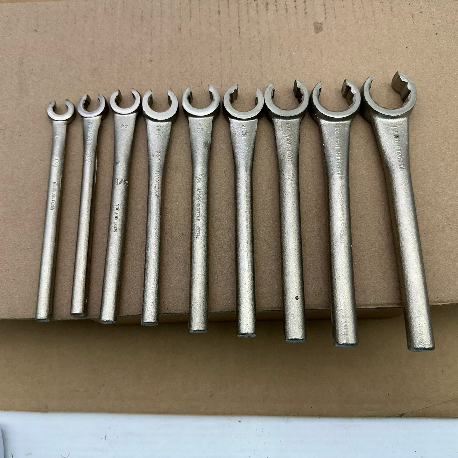 Fairmount 9pc Single End Flare Nut Line Wrench Set USA 3/8″-1″ Very Nice Shape