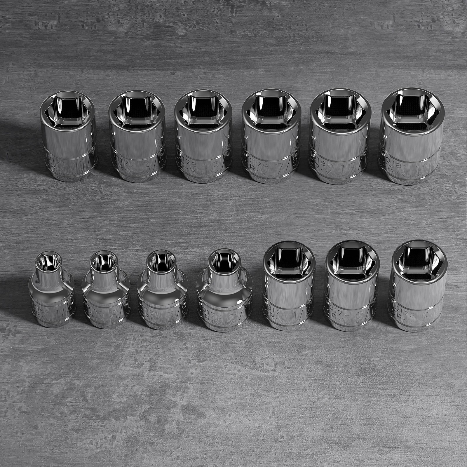 13pc SAE Shallow Socket Set – 3/8″ Drive, 6-Point Chrome Sockets, No Skipped Siz