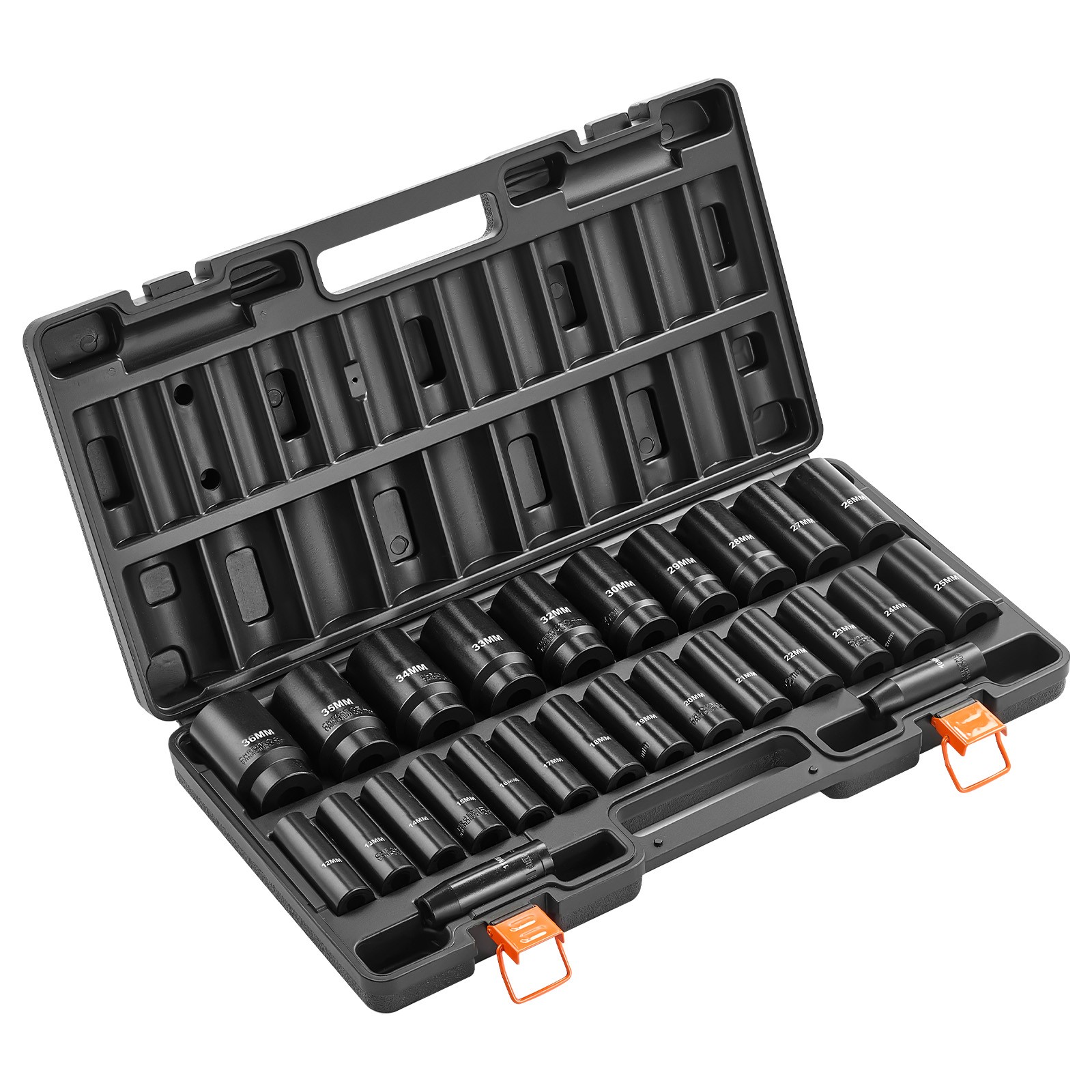 Uimoso 26-Piece 1/2″ Drive Impact Socket Set with 6-Point Design and Case